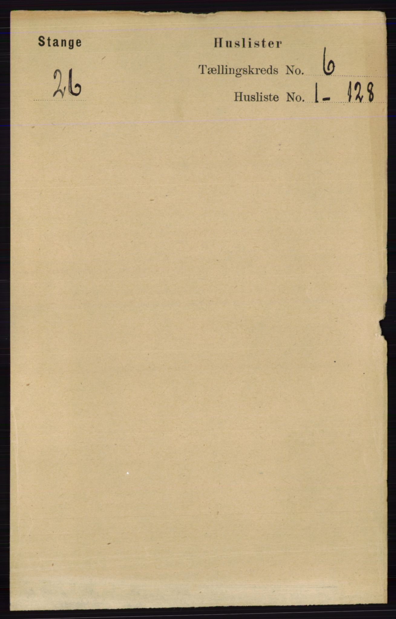 RA, 1891 census for 0417 Stange, 1891, p. 3822