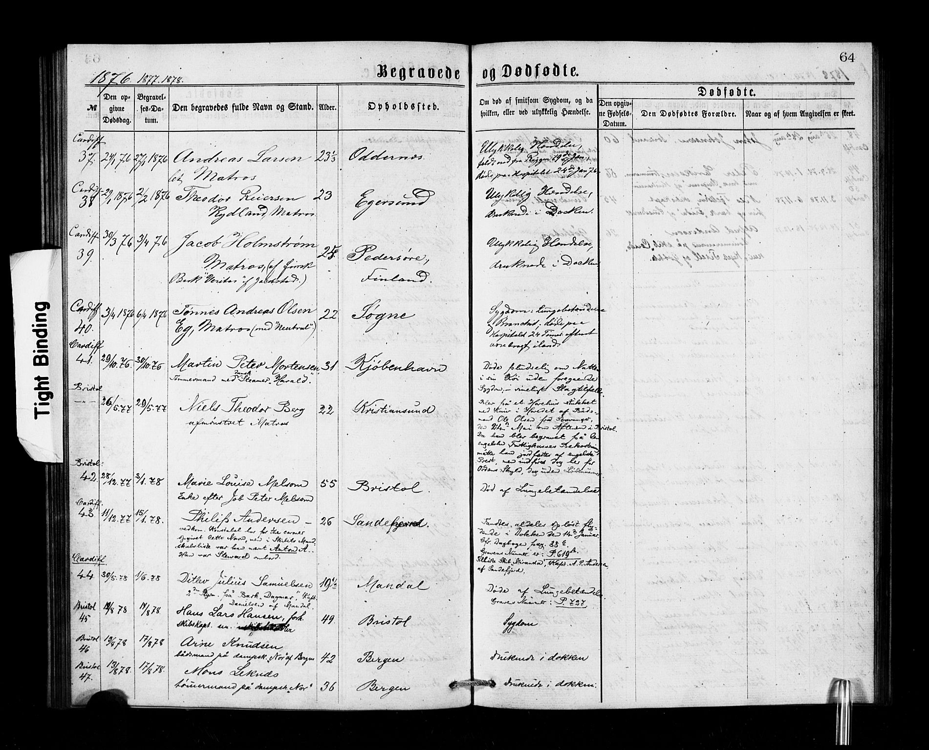 Den norske sjømannsmisjon i utlandet/Bristolhavnene(Cardiff-Swansea), SAB/SAB/PA-0102/H/Ha/Haa/L0001: Parish register (official) no. A 1, 1866-1887, p. 64