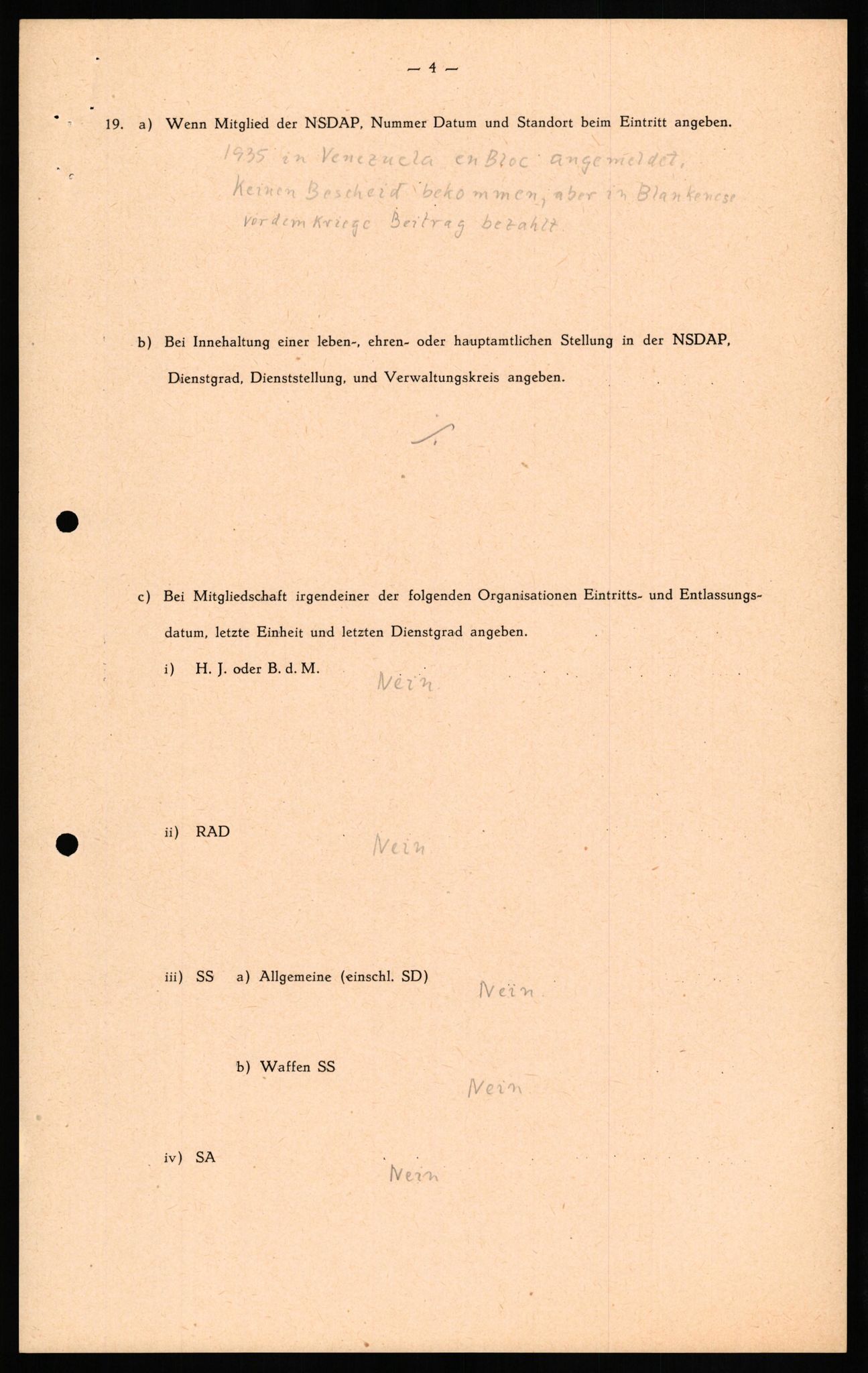 Forsvaret, Forsvarets overkommando II, RA/RAFA-3915/D/Db/L0022: CI Questionaires. Tyske okkupasjonsstyrker i Norge. Tyskere., 1945-1946, p. 119