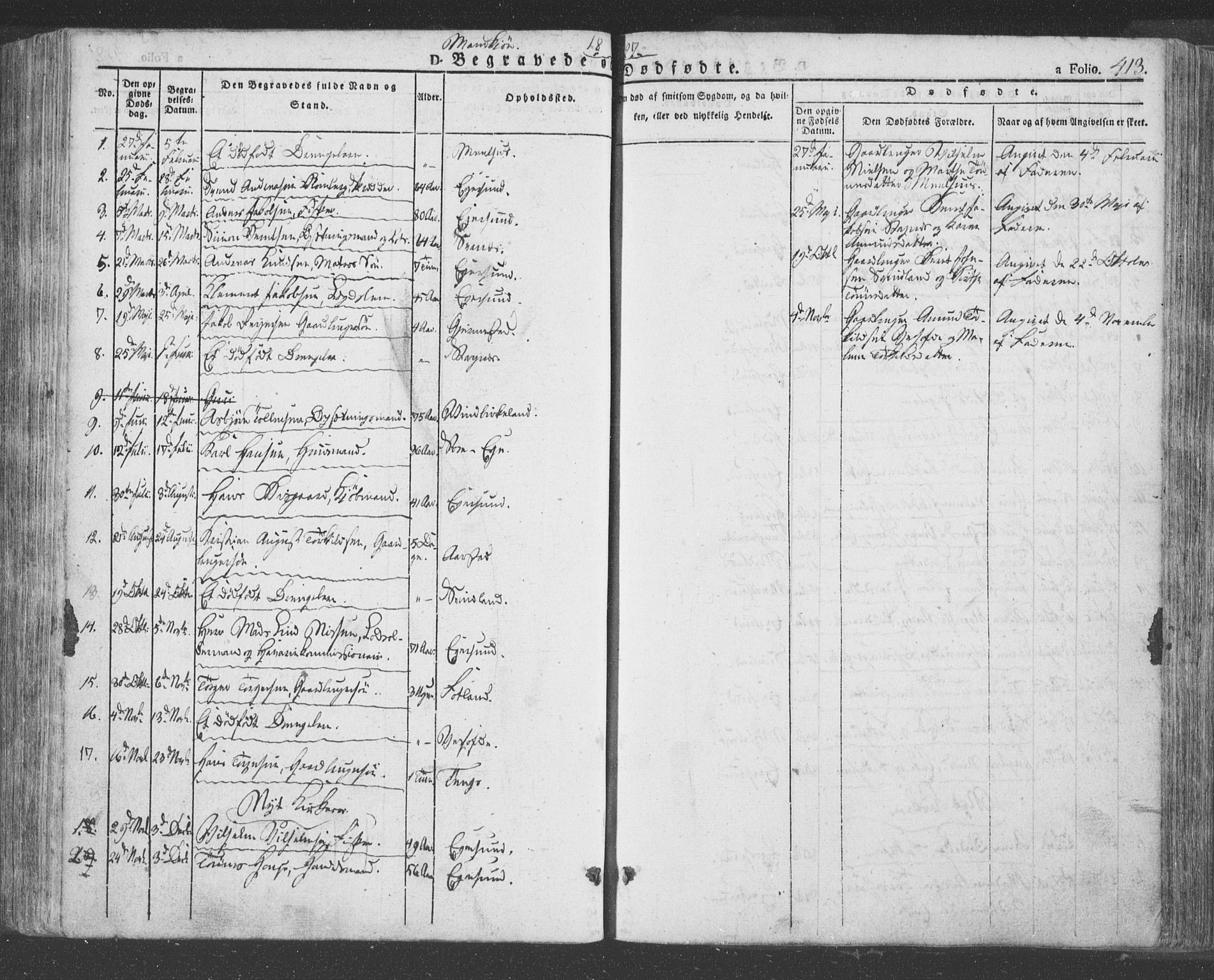 Eigersund sokneprestkontor, SAST/A-101807/S08/L0009: Parish register (official) no. A 9, 1827-1850, p. 413