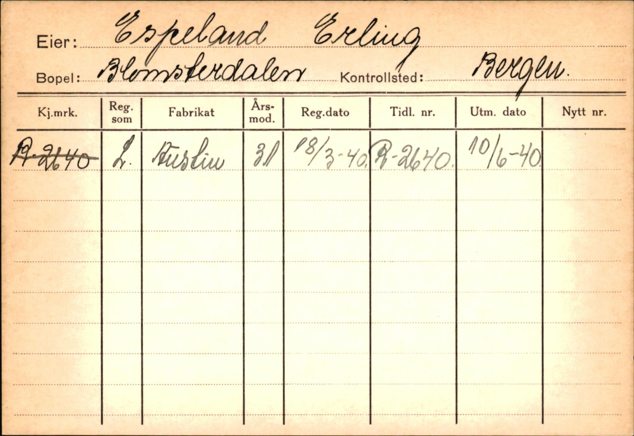 Statens vegvesen, Hordaland vegkontor, AV/SAB-A-5201/2/Ha/L0012: R-eierkort E-F, 1920-1971, p. 81