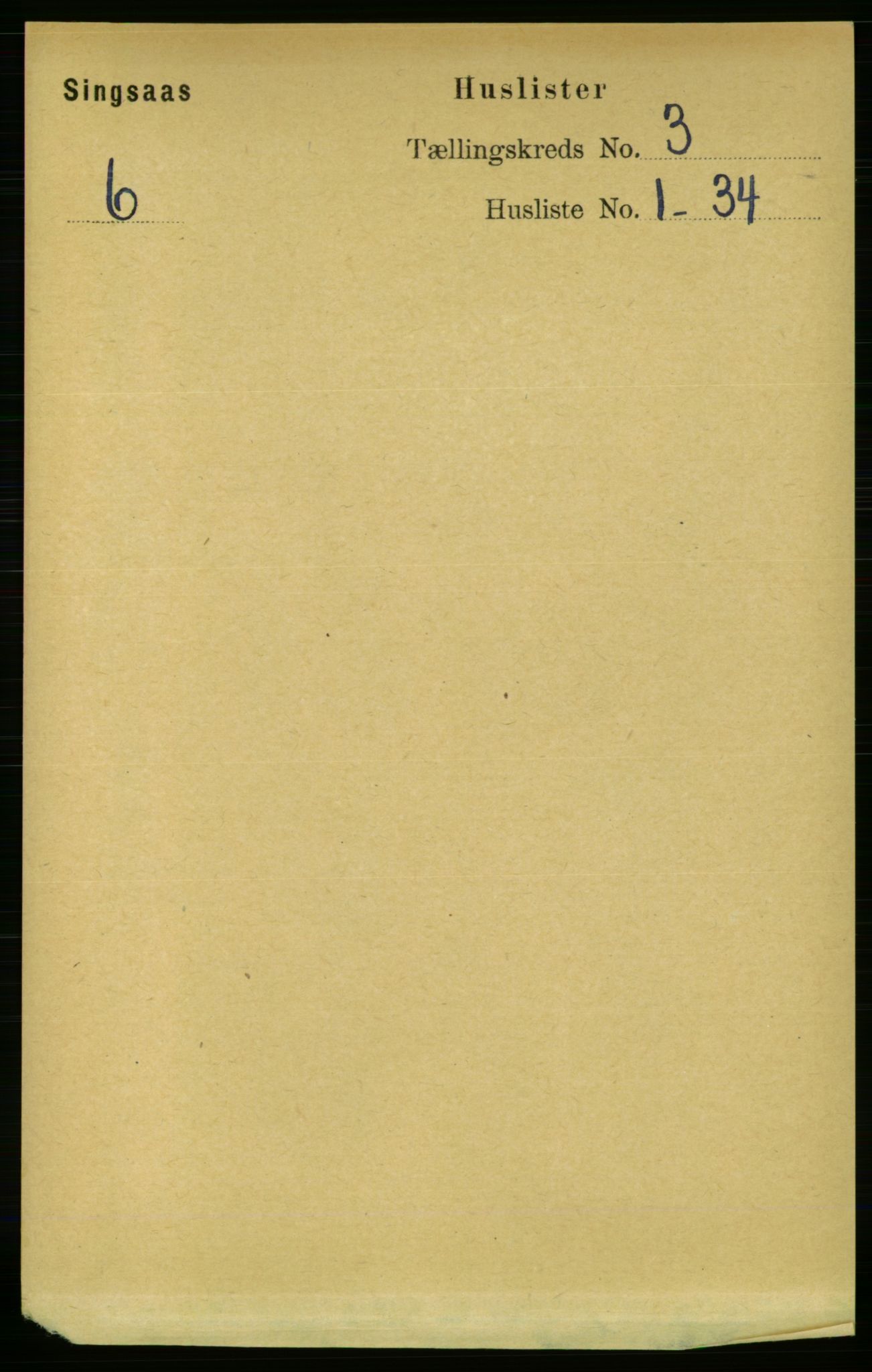 RA, 1891 census for 1646 Singsås, 1891, p. 501