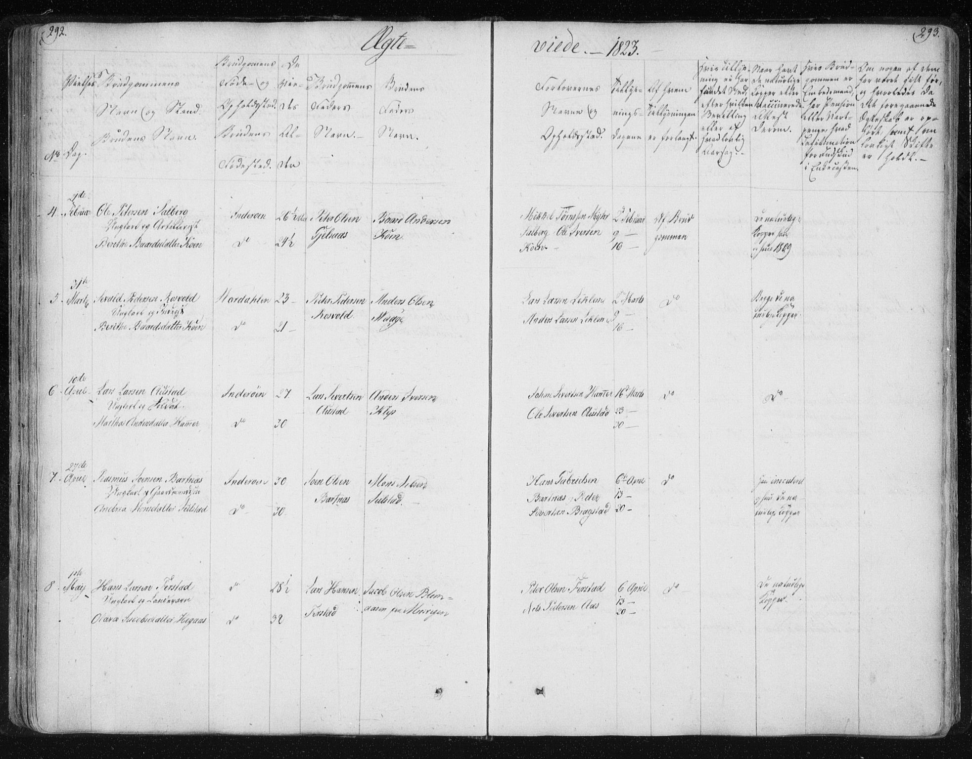 Ministerialprotokoller, klokkerbøker og fødselsregistre - Nord-Trøndelag, AV/SAT-A-1458/730/L0276: Parish register (official) no. 730A05, 1822-1830, p. 292-293