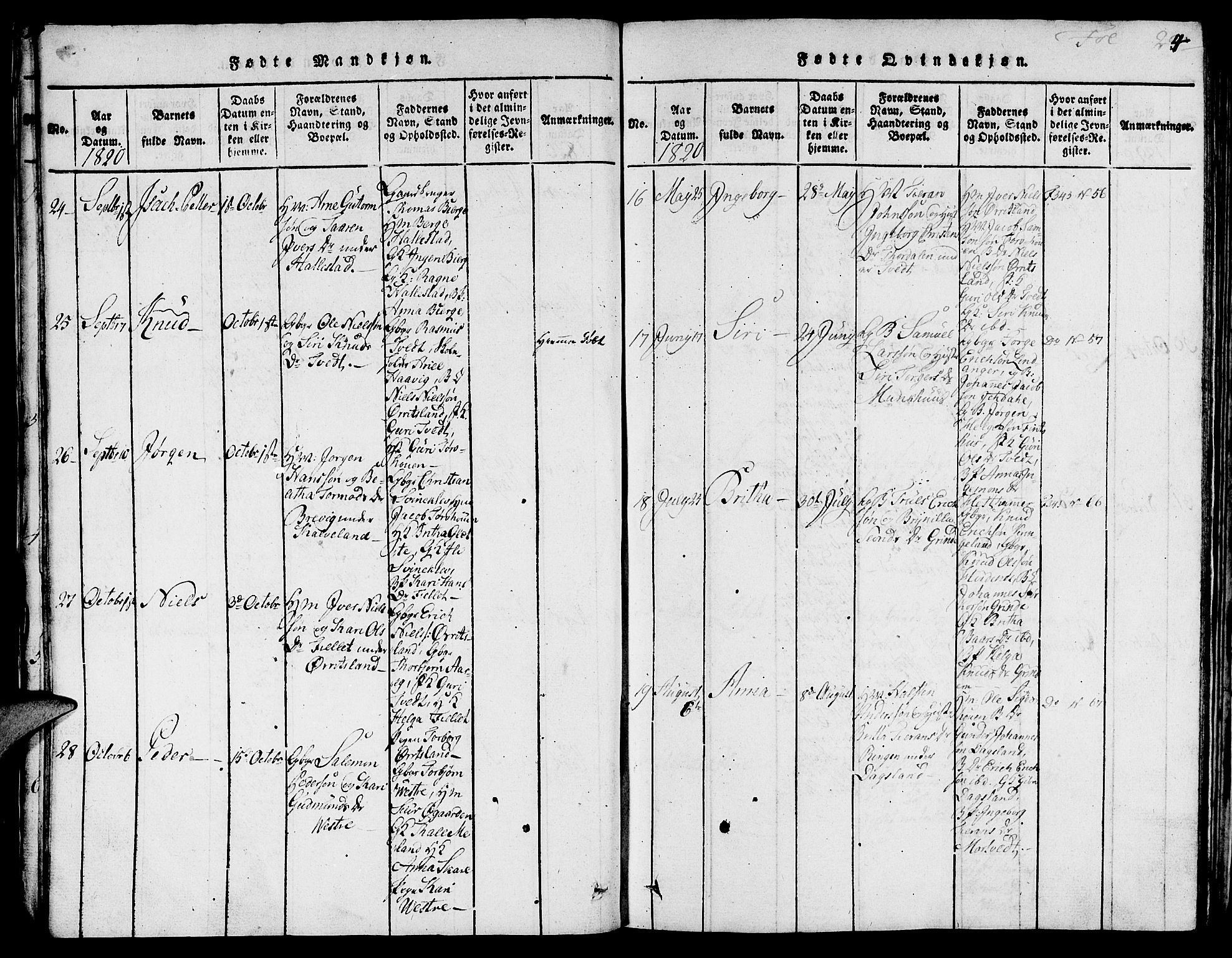 Skjold sokneprestkontor, AV/SAST-A-101847/H/Ha/Hab/L0001: Parish register (copy) no. B 1, 1815-1835, p. 24