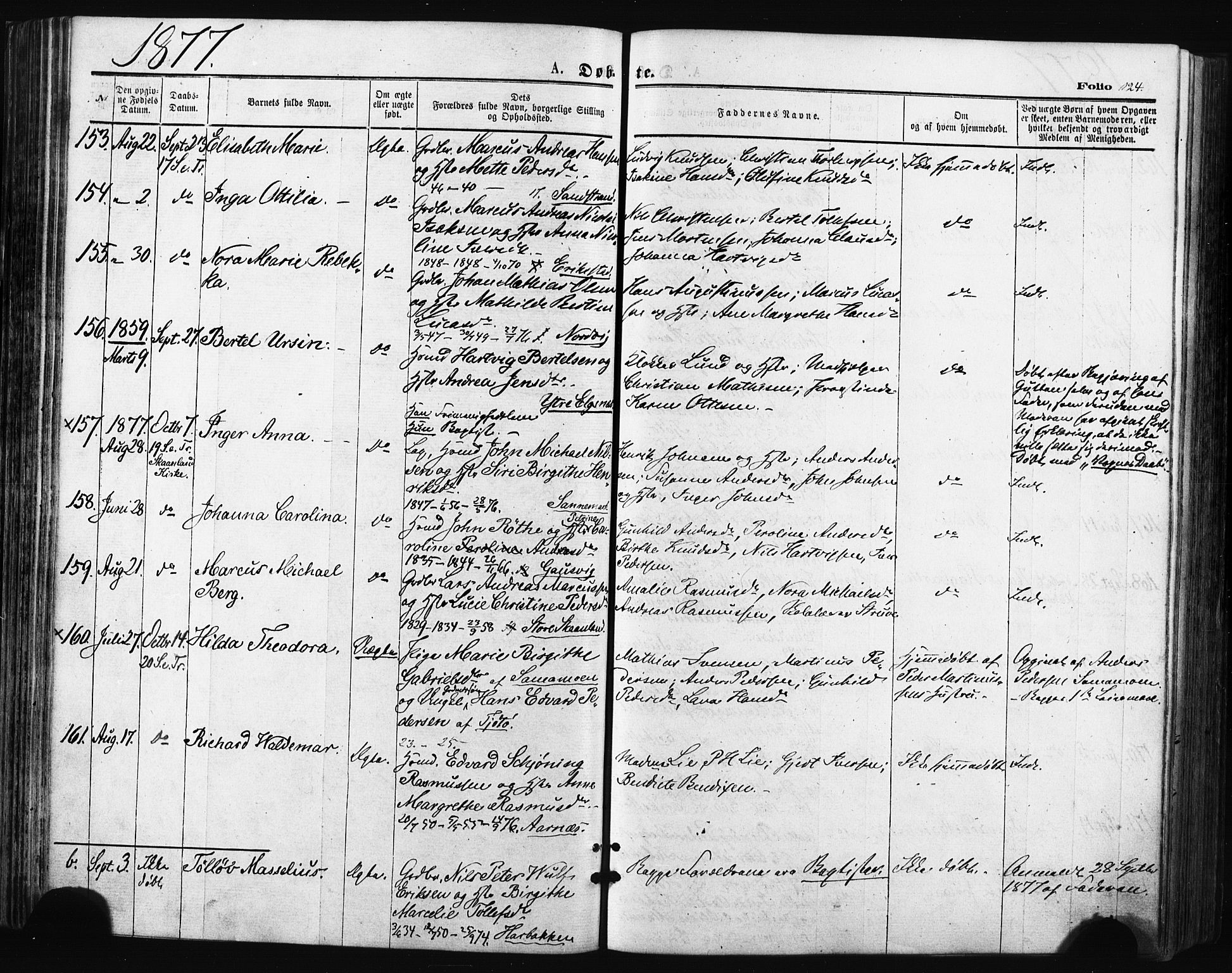 Trondenes sokneprestkontor, SATØ/S-1319/H/Ha/L0013kirke: Parish register (official) no. 13, 1870-1878, p. 124