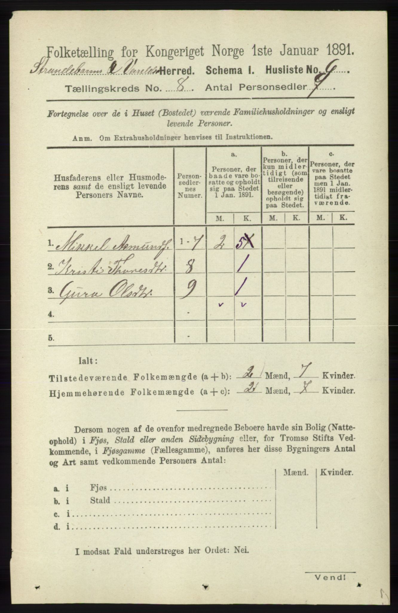 RA, 1891 census for 1226 Strandebarm og Varaldsøy, 1891, p. 2939
