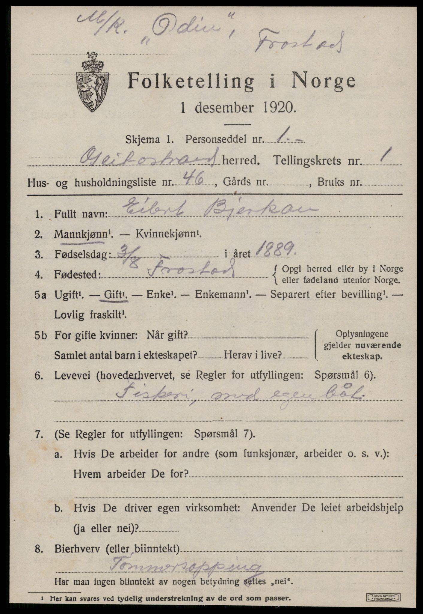 SAT, 1920 census for Geitastrand, 1920, p. 819