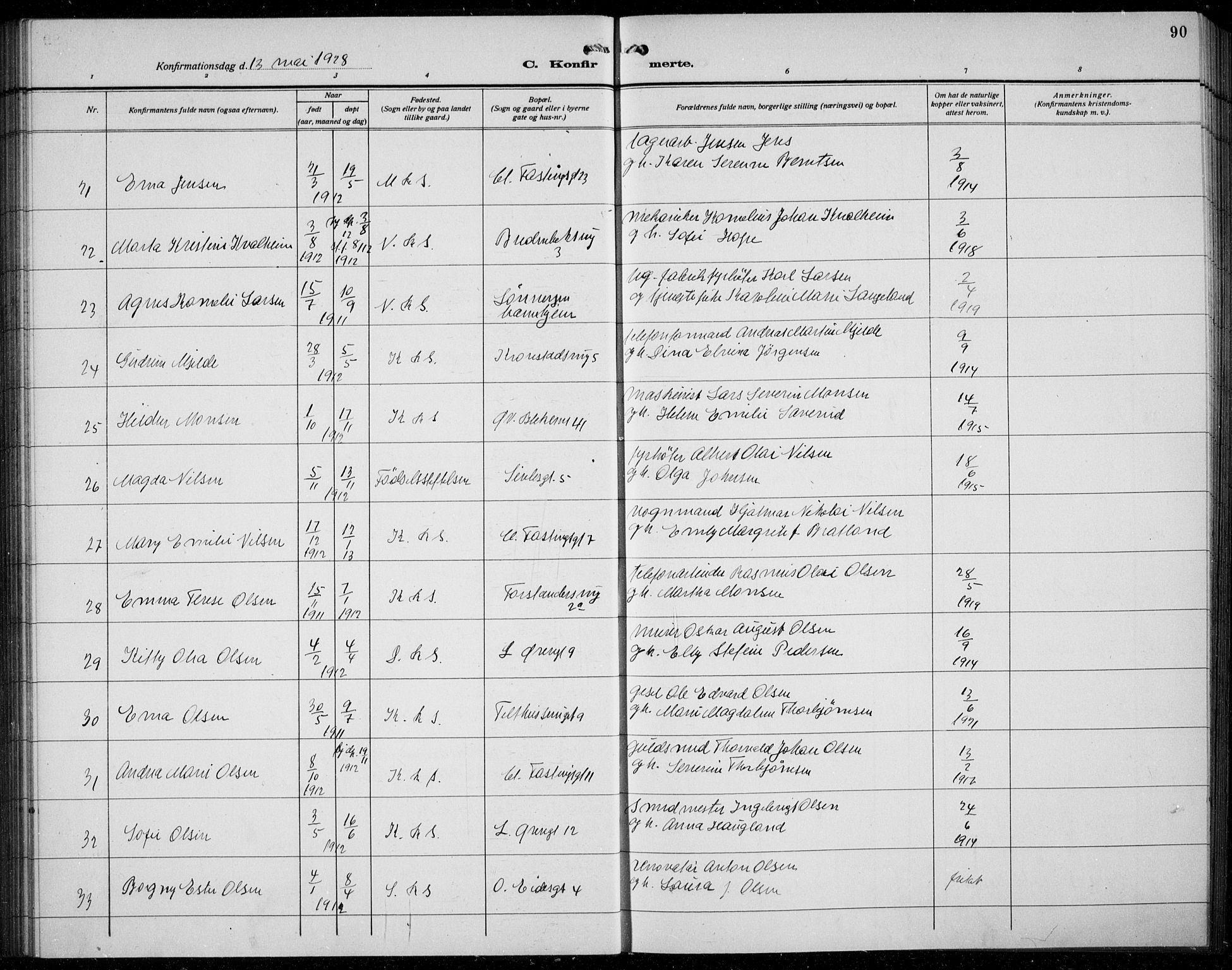 Korskirken sokneprestembete, AV/SAB-A-76101/H/Hab: Parish register (copy) no. C 6, 1918-1941, p. 90