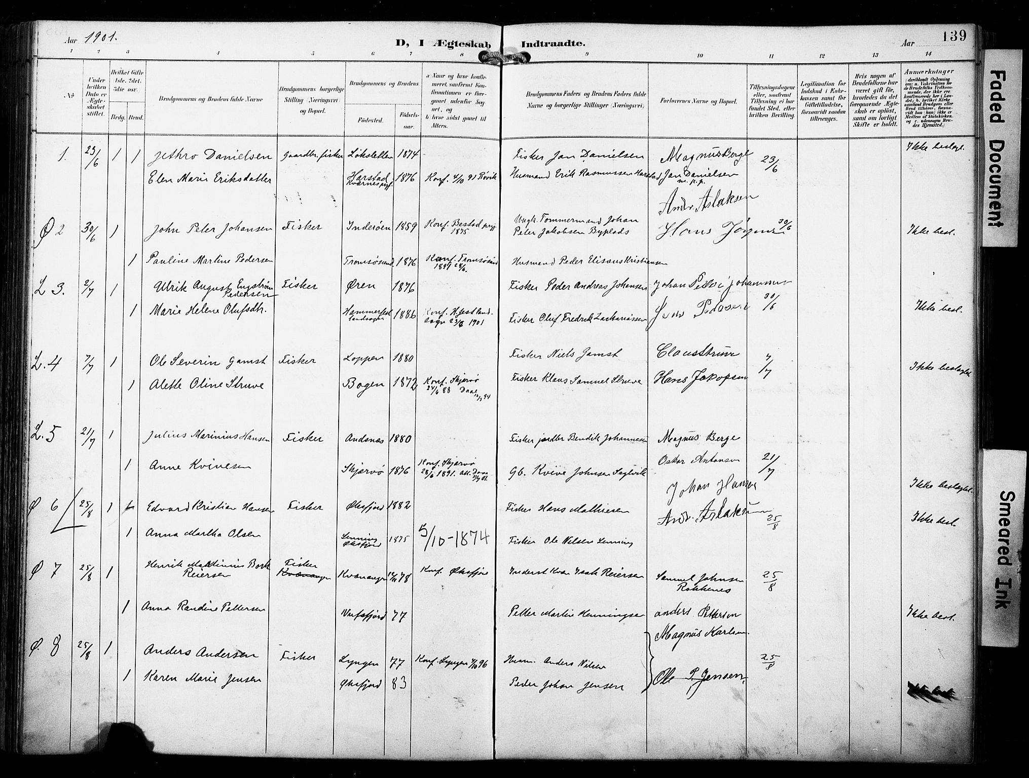 Loppa sokneprestkontor, SATØ/S-1339/H/Ha/L0009kirke: Parish register (official) no. 9, 1895-1909, p. 139