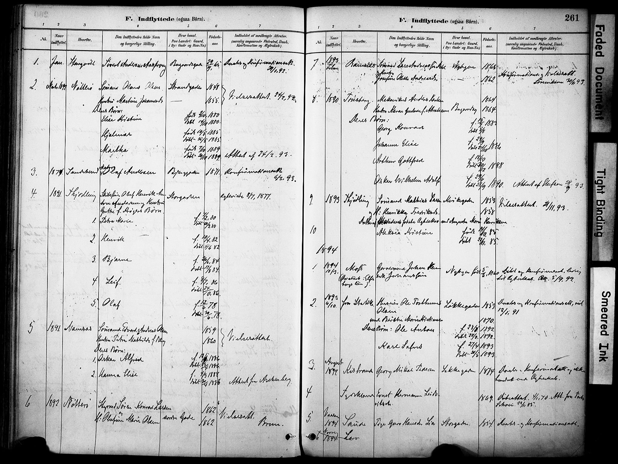 Sandefjord kirkebøker, SAKO/A-315/F/Fa/L0002: Parish register (official) no. 2, 1880-1894, p. 261