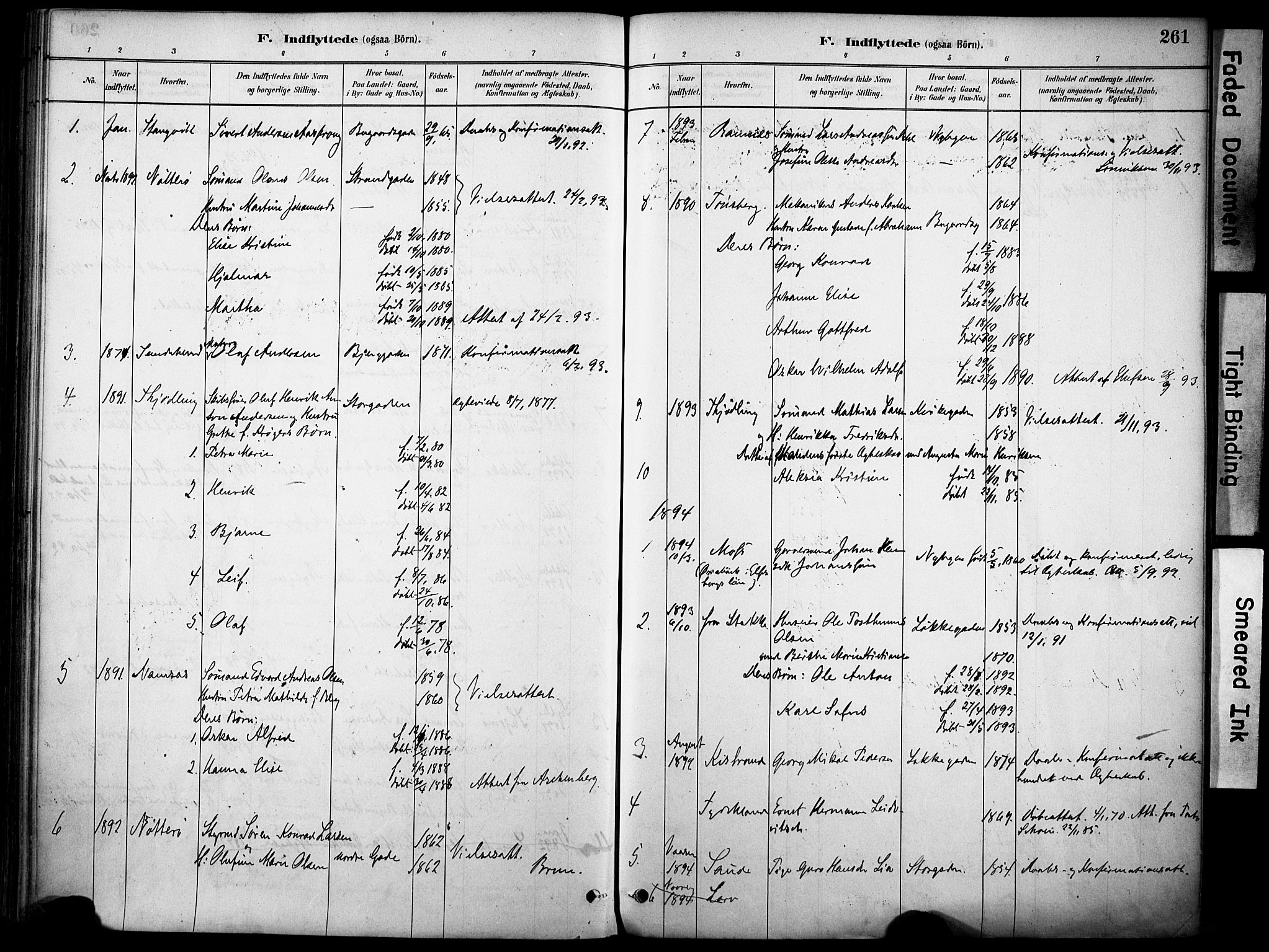 Sandefjord kirkebøker, AV/SAKO-A-315/F/Fa/L0002: Parish register (official) no. 2, 1880-1894, p. 261