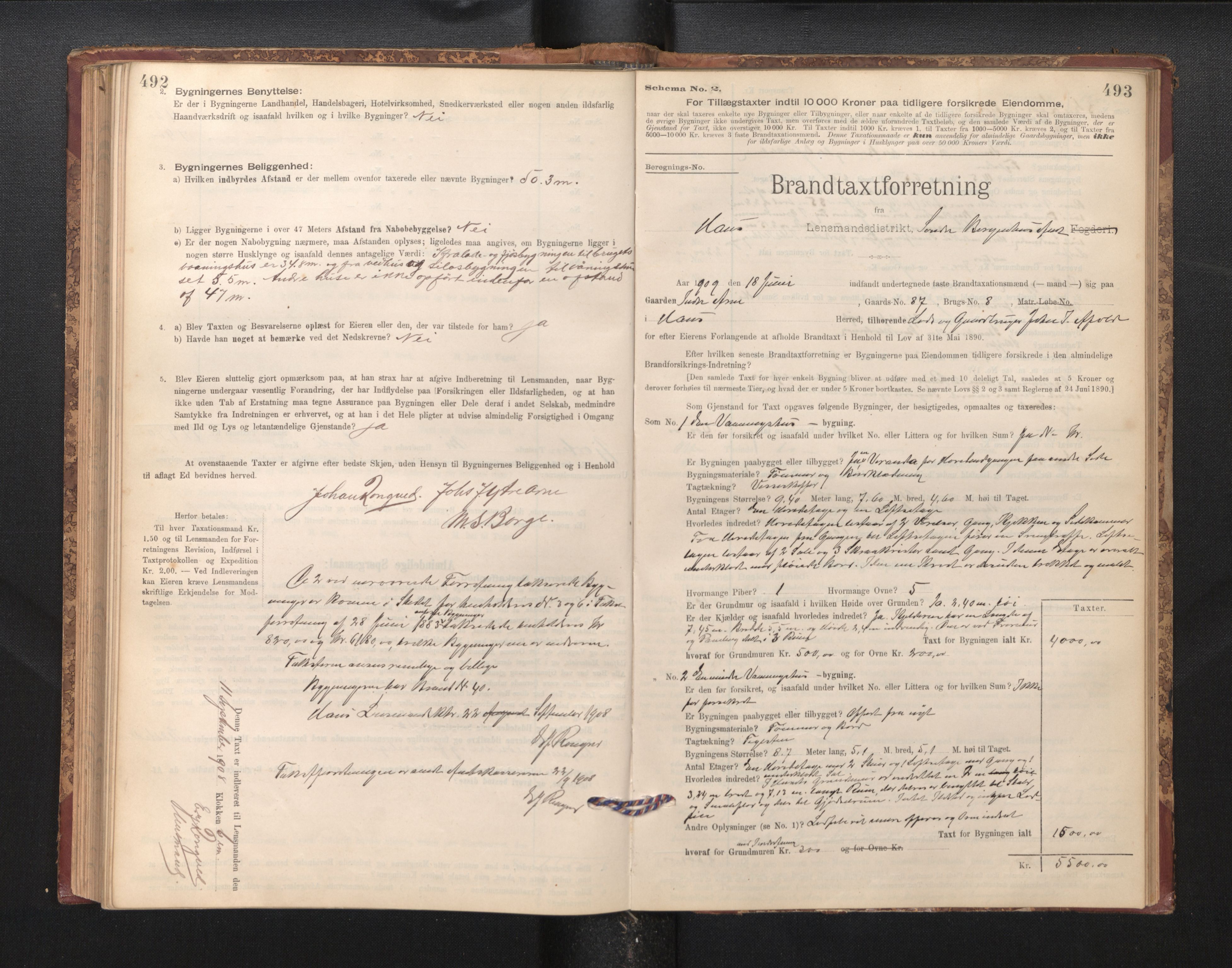Lensmannen i Haus, SAB/A-32701/0012/L0006: Branntakstprotokoll, skjematakst, 1895-1941, p. 492-493