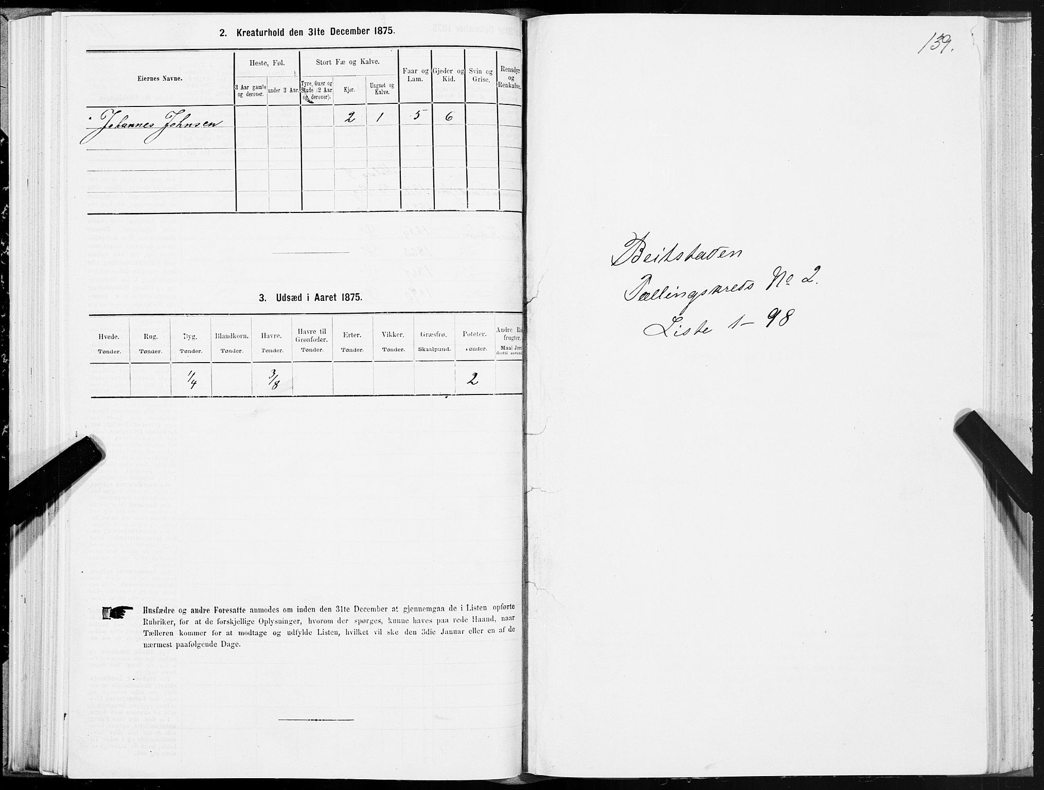 SAT, 1875 census for 1727P Beitstad, 1875, p. 1139