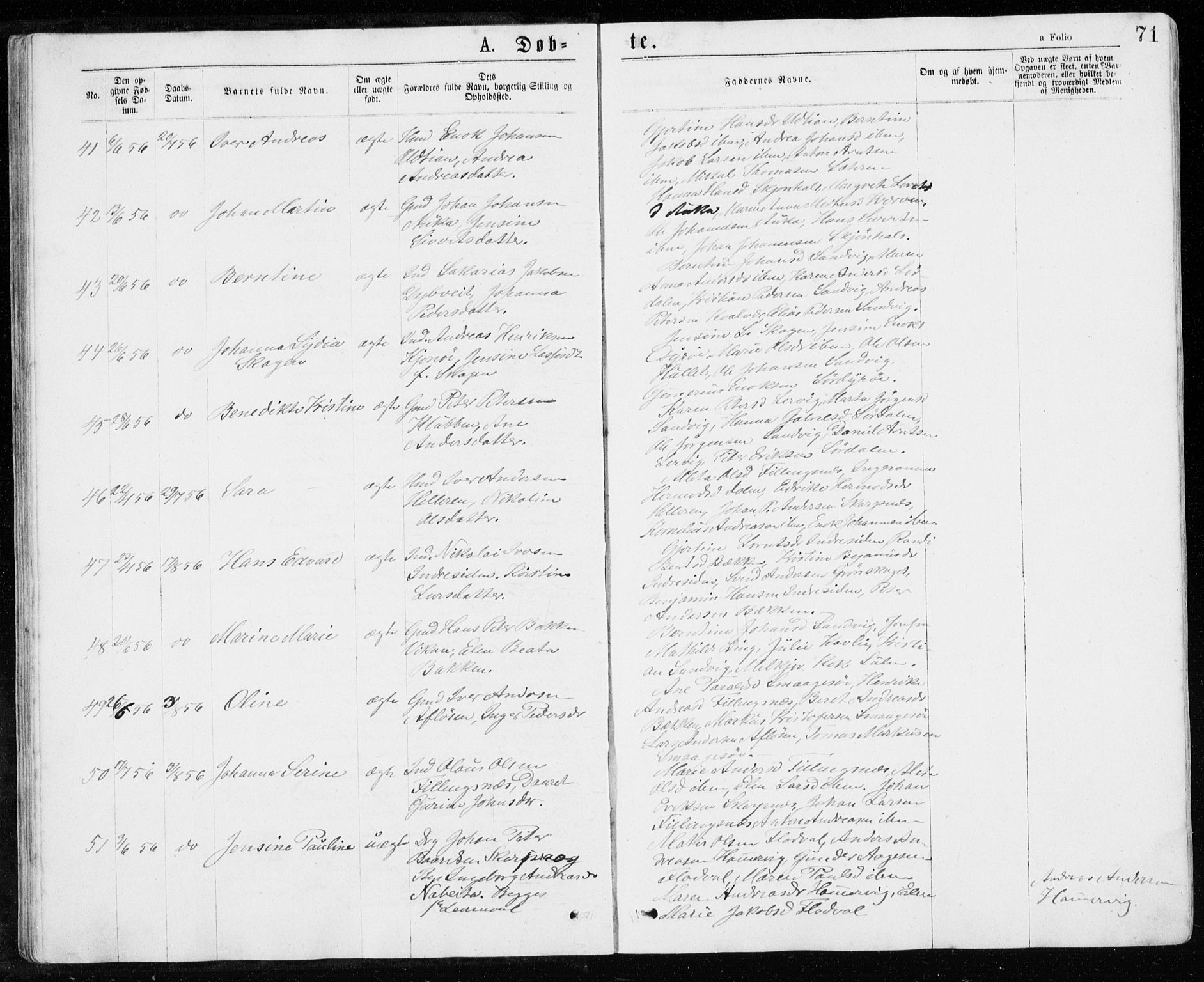 Ministerialprotokoller, klokkerbøker og fødselsregistre - Sør-Trøndelag, SAT/A-1456/640/L0576: Parish register (official) no. 640A01, 1846-1876, p. 71