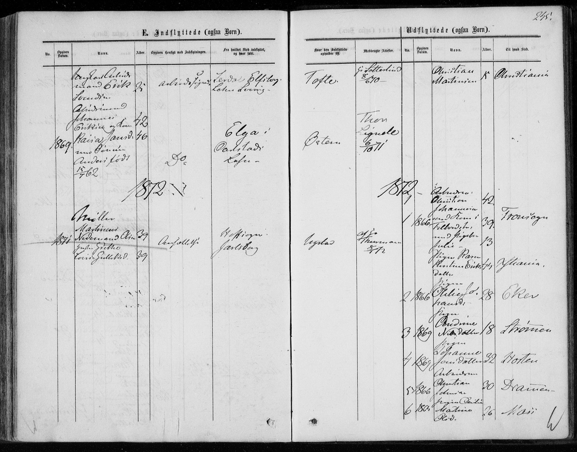 Hurum kirkebøker, SAKO/A-229/F/Fa/L0012: Parish register (official) no. 12, 1861-1875, p. 245