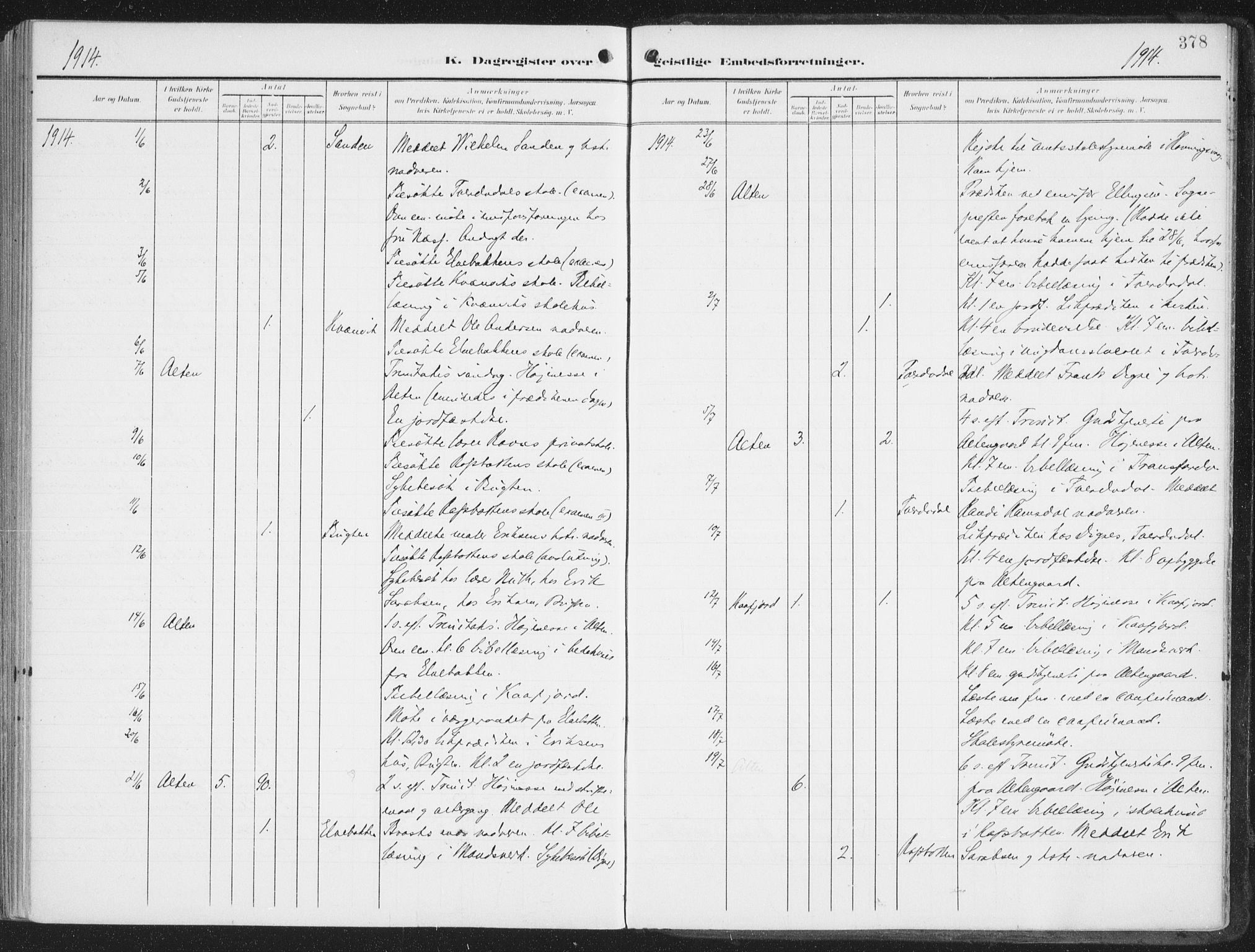 Alta sokneprestkontor, SATØ/S-1338/H/Ha/L0005.kirke: Parish register (official) no. 5, 1904-1918, p. 378