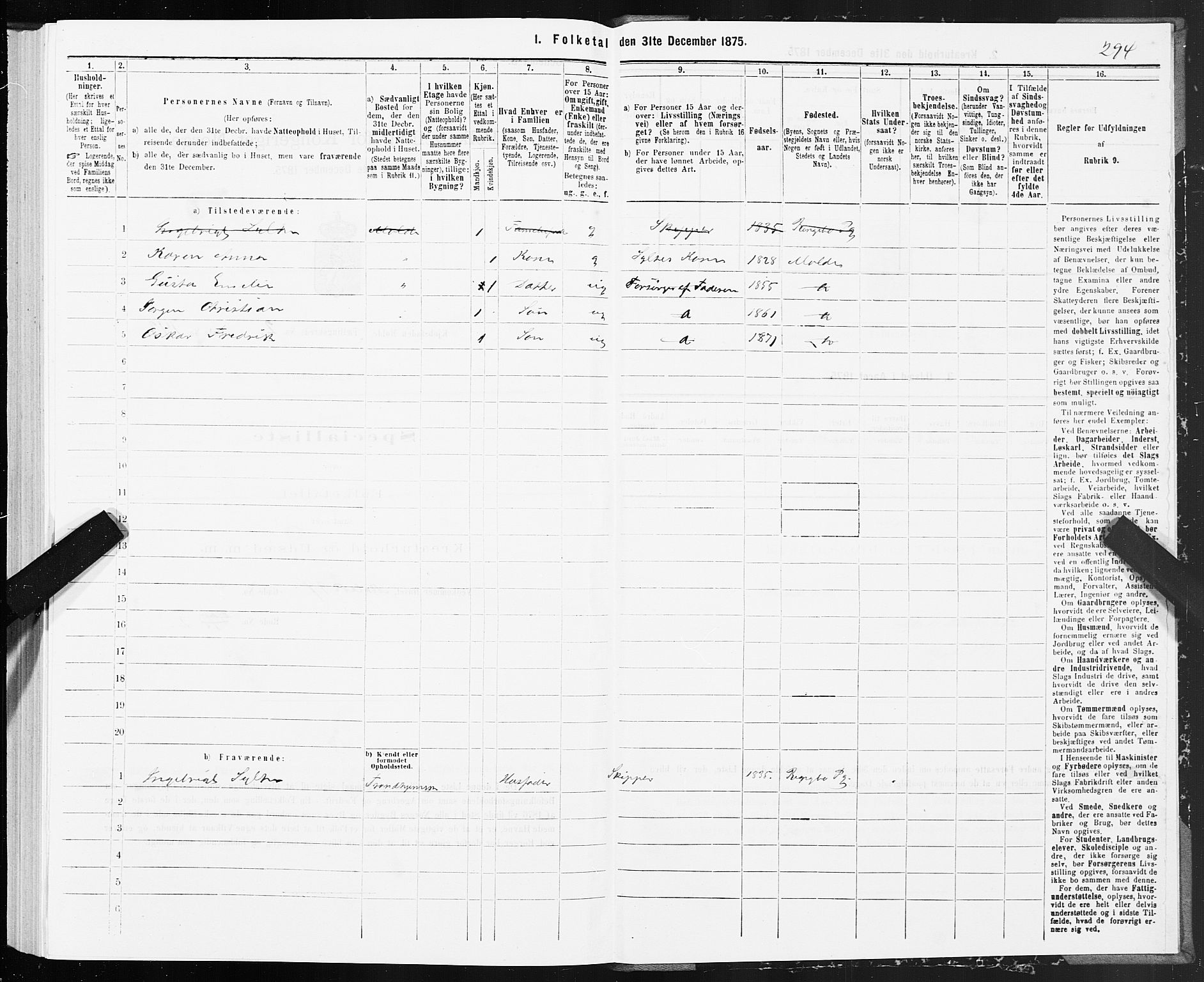 SAT, 1875 census for 1502P Molde, 1875, p. 1294