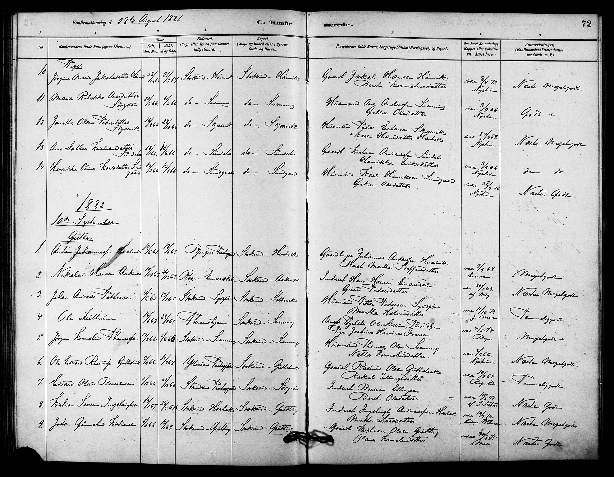 Ministerialprotokoller, klokkerbøker og fødselsregistre - Sør-Trøndelag, SAT/A-1456/656/L0692: Parish register (official) no. 656A01, 1879-1893, p. 72