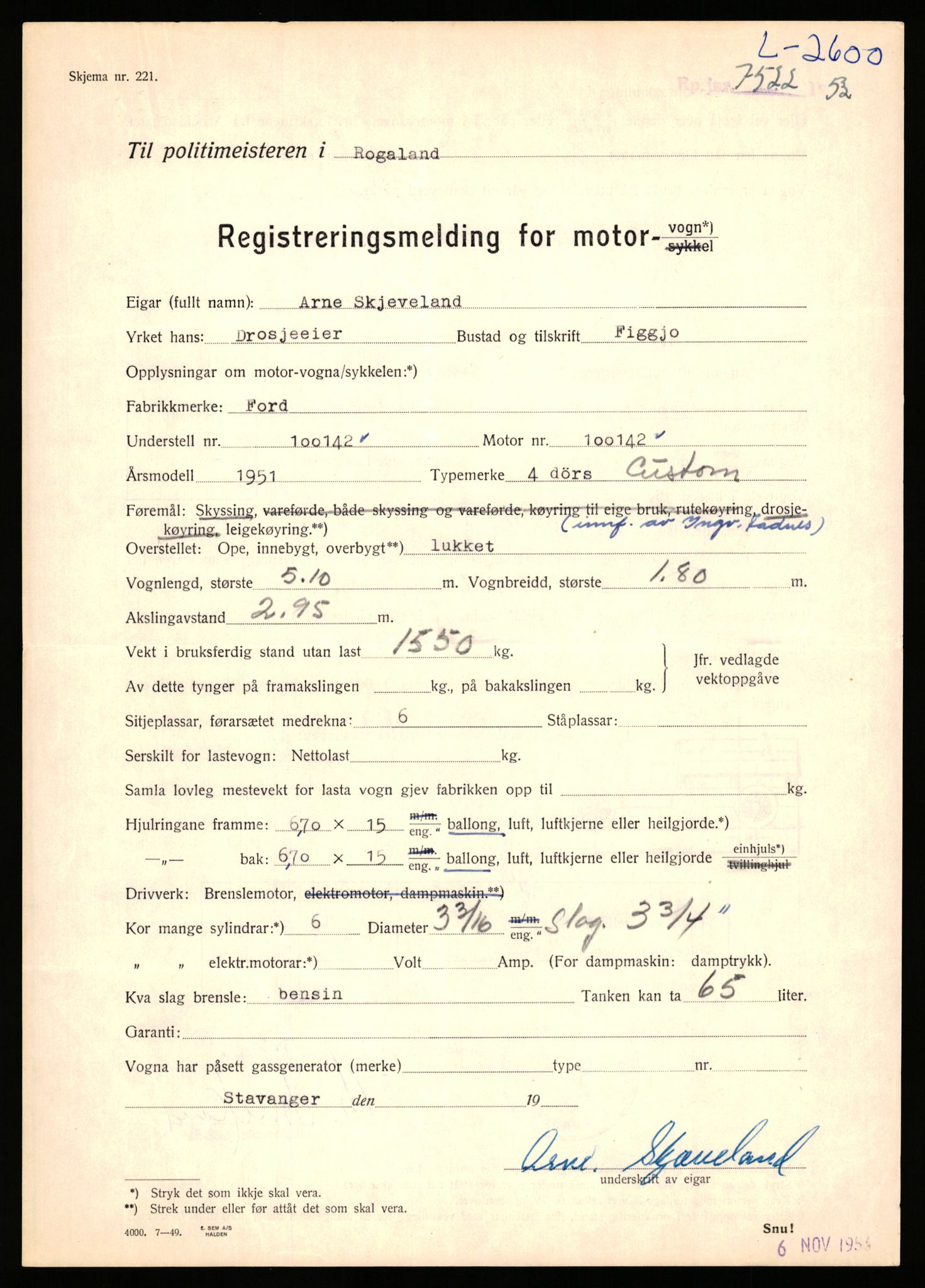 Stavanger trafikkstasjon, AV/SAST-A-101942/0/F/L0008: L-2550 - L-2999, 1930-1971, p. 273