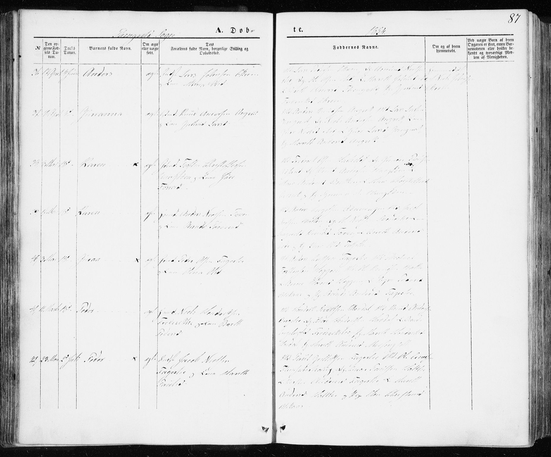 Ministerialprotokoller, klokkerbøker og fødselsregistre - Møre og Romsdal, AV/SAT-A-1454/586/L0984: Parish register (official) no. 586A10, 1844-1856, p. 87