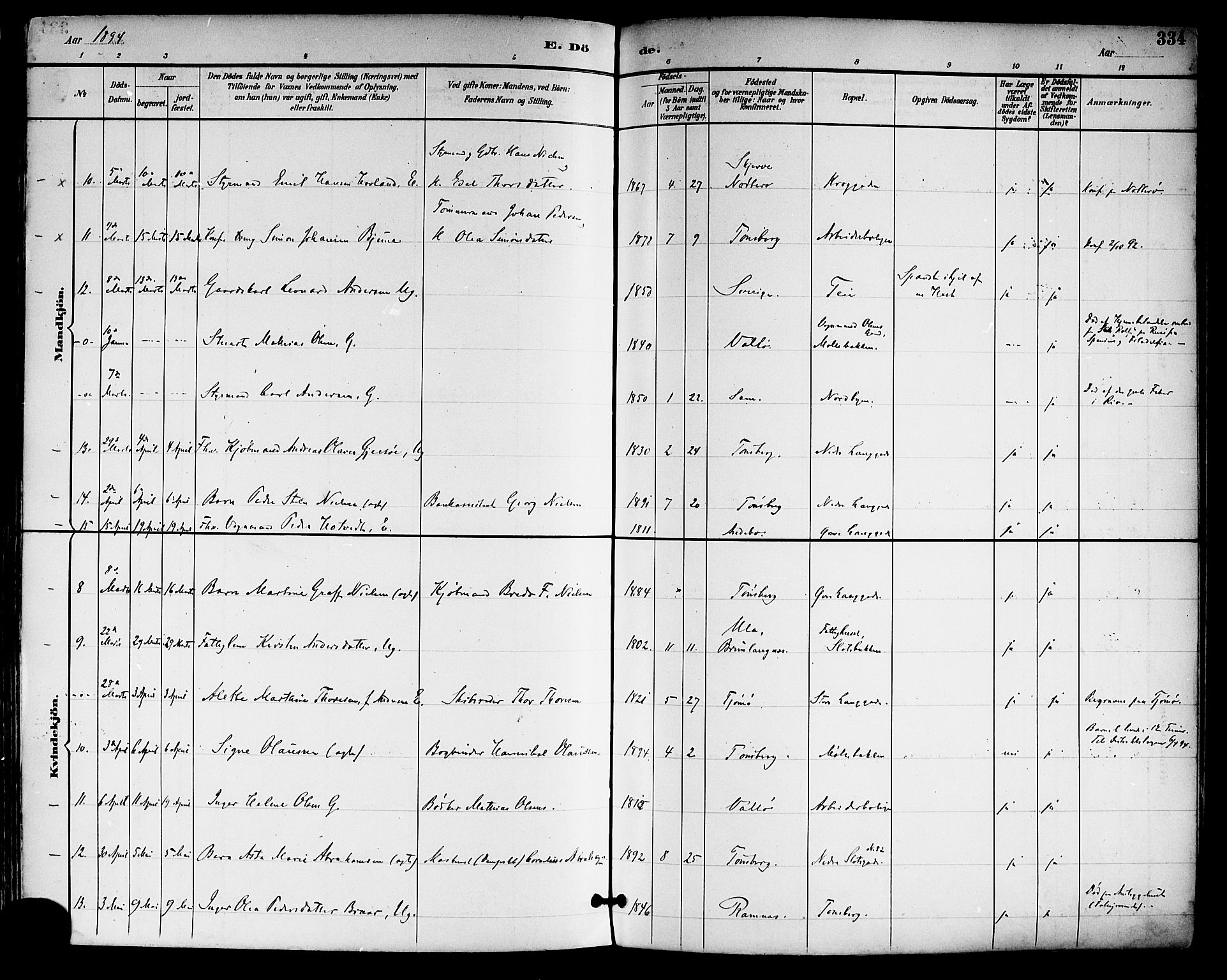 Tønsberg kirkebøker, SAKO/A-330/F/Fa/L0012: Parish register (official) no. I 12, 1891-1899, p. 334