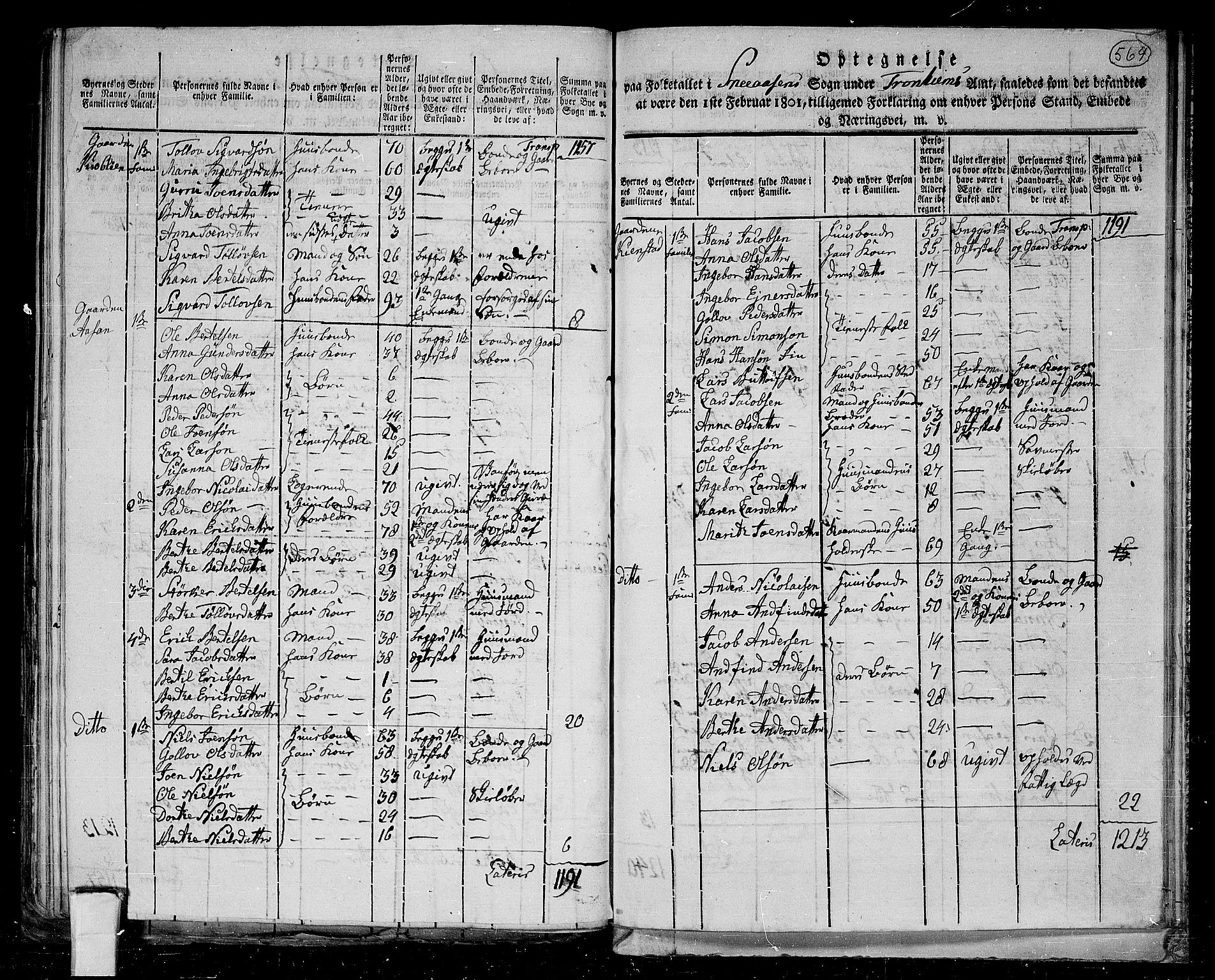 RA, 1801 census for 1736P Snåsa, 1801, p. 568b-569a