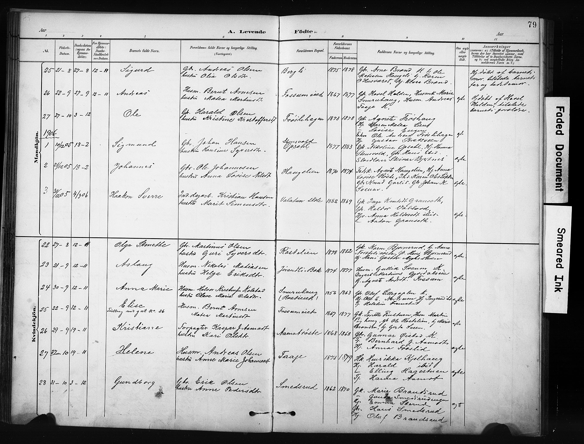 Nordre Land prestekontor, AV/SAH-PREST-124/H/Ha/Hab/L0012: Parish register (copy) no. 12, 1891-1909, p. 79