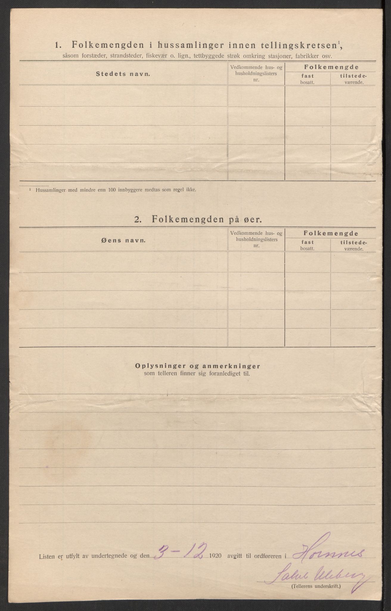 SAK, 1920 census for Hornnes, 1920, p. 13