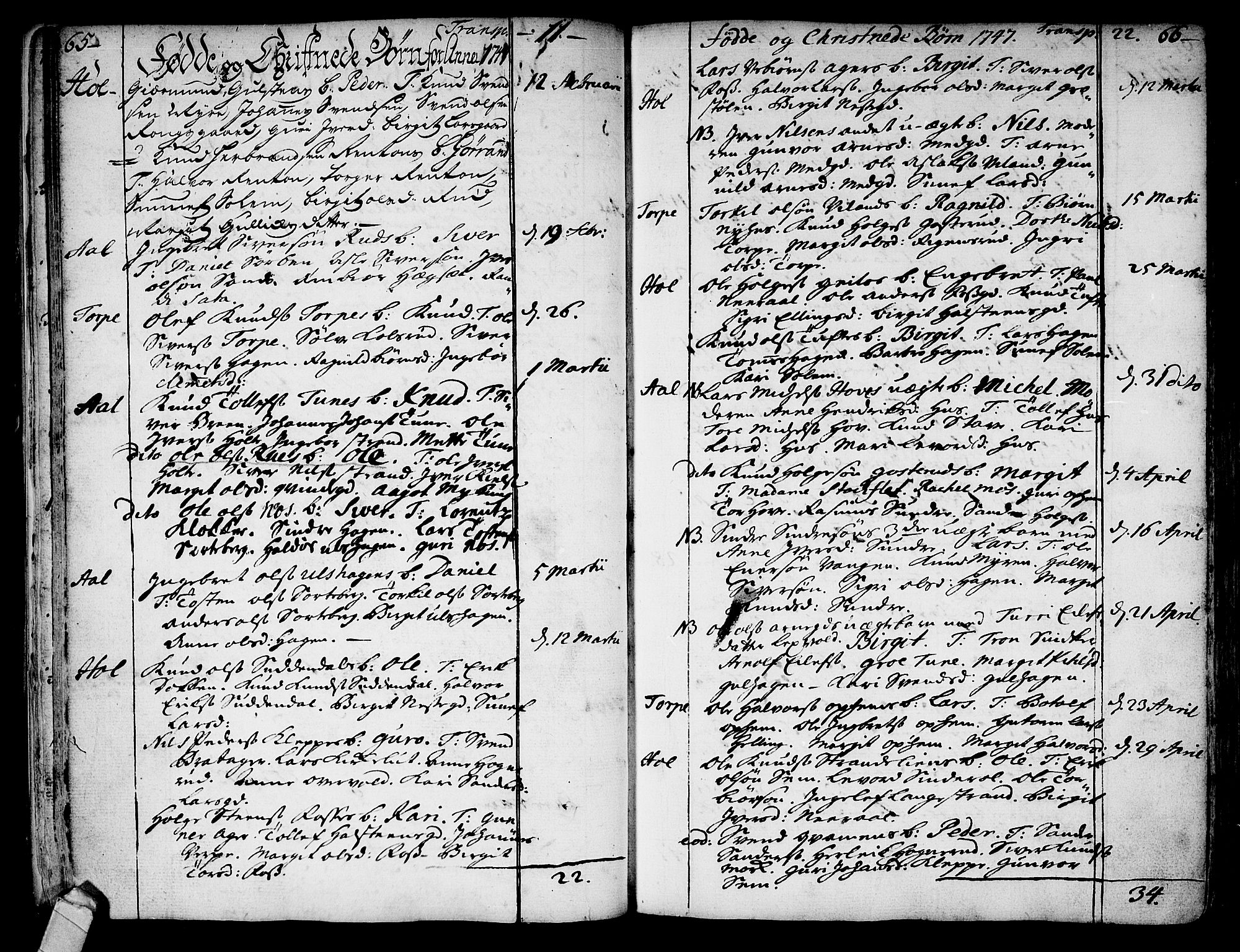 Ål kirkebøker, AV/SAKO-A-249/F/Fa/L0001: Parish register (official) no. I 1, 1744-1769, p. 65-66