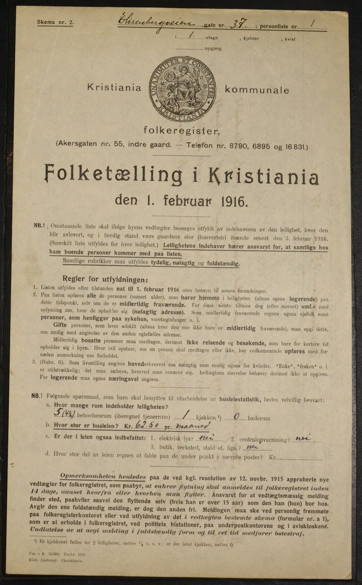 OBA, Municipal Census 1916 for Kristiania, 1916, p. 21183