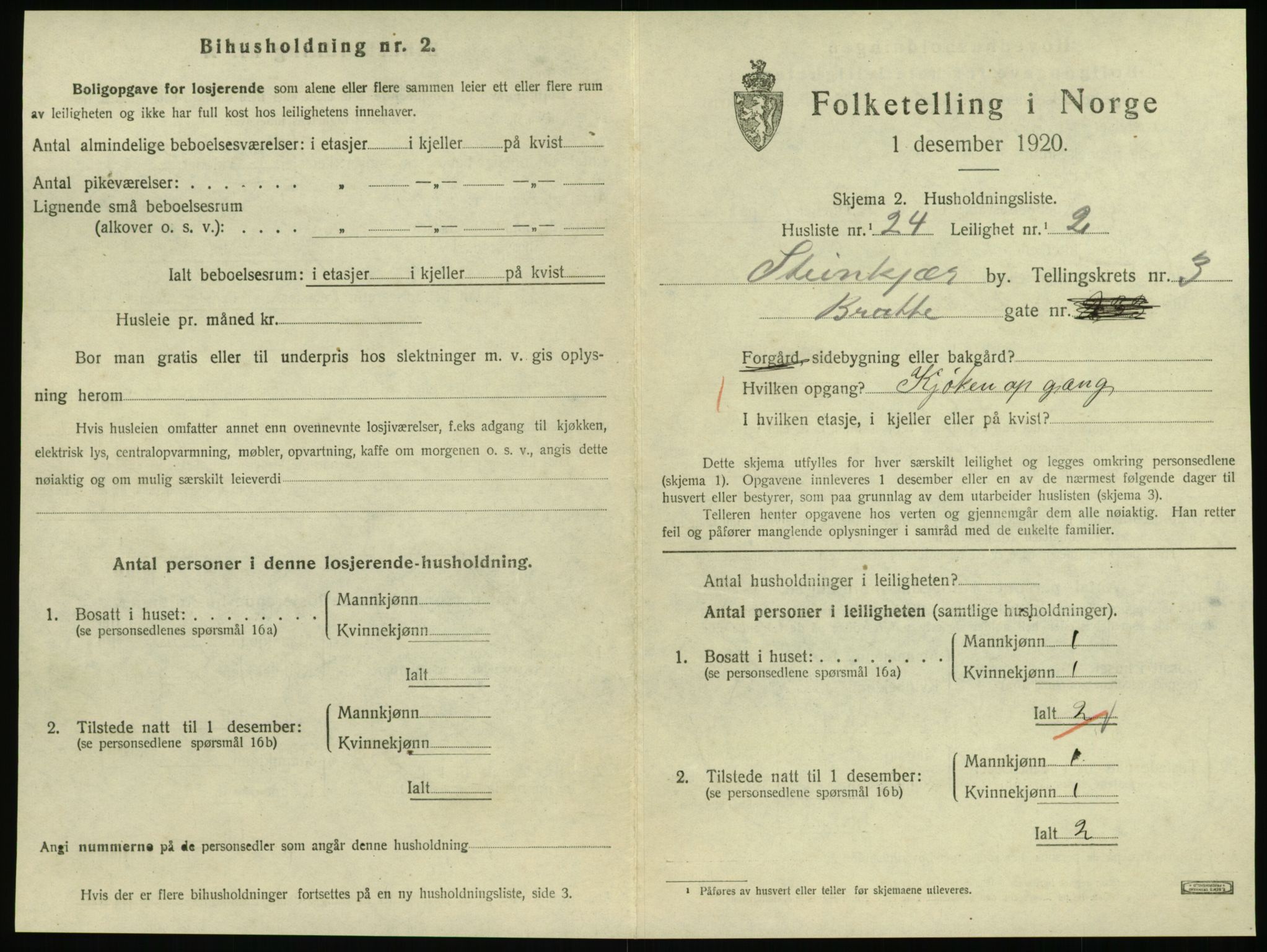 SAT, 1920 census for Steinkjer, 1920, p. 1972