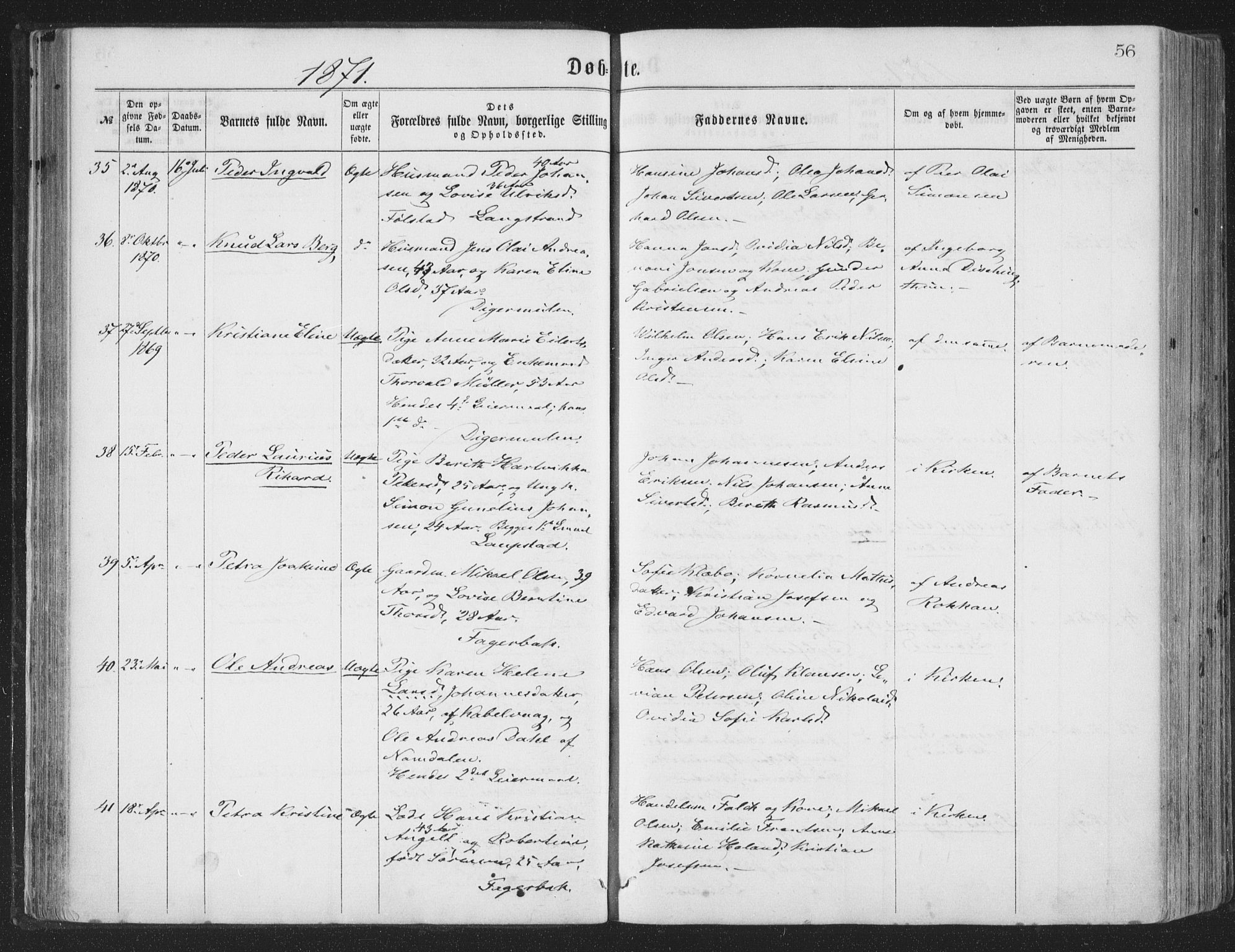 Ministerialprotokoller, klokkerbøker og fødselsregistre - Nordland, AV/SAT-A-1459/874/L1057: Parish register (official) no. 874A01, 1866-1877, p. 56