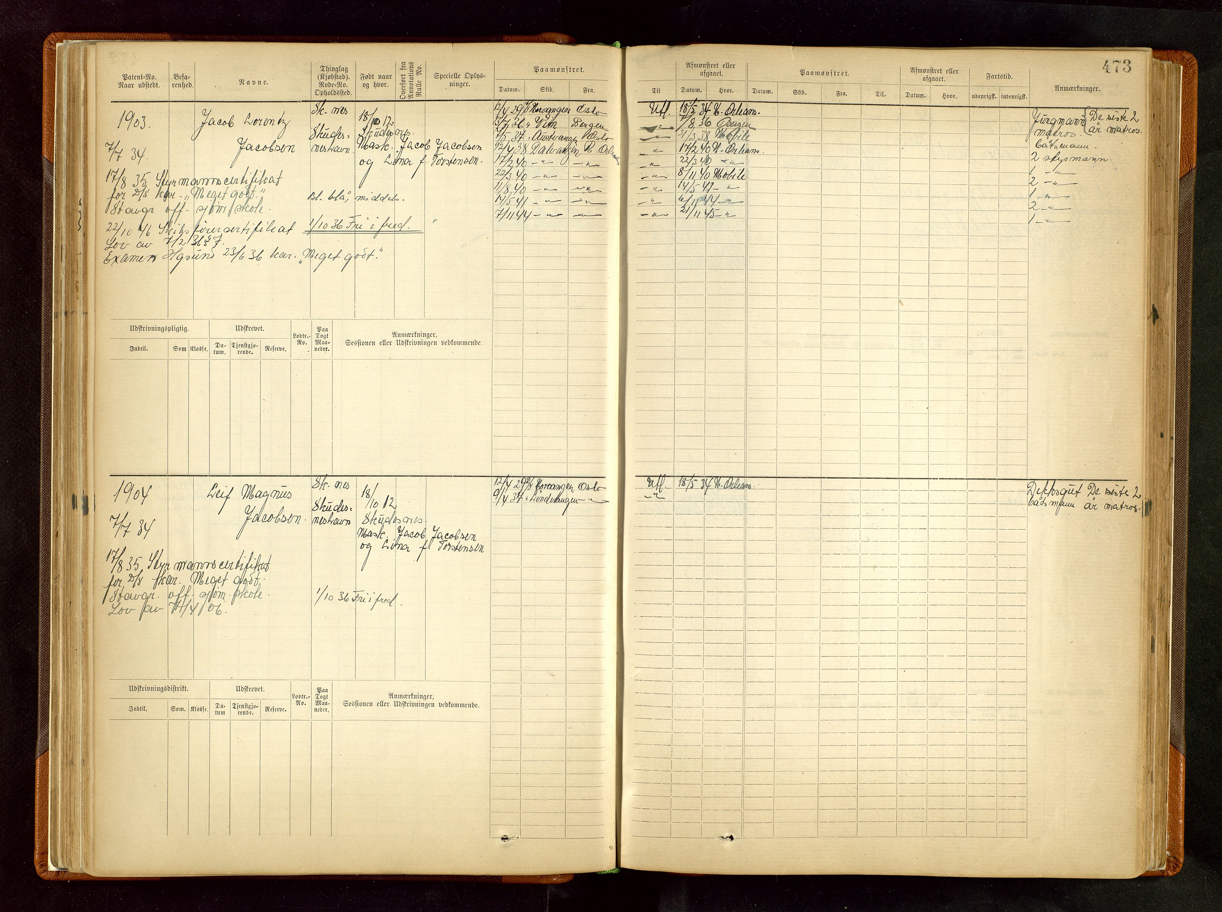 Haugesund sjømannskontor, SAST/A-102007/F/Fb/Fbb/L0002: Sjøfartsrulle Skudenes kretsnr. 959-2439, 1860-1948, p. 473