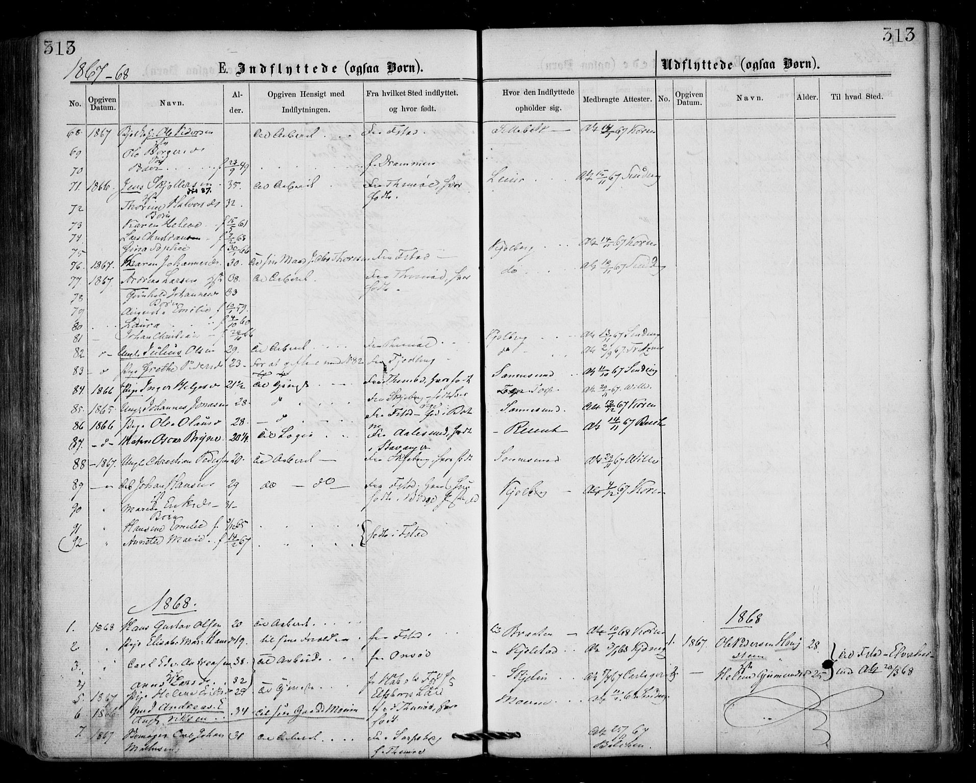 Borge prestekontor Kirkebøker, AV/SAO-A-10903/F/Fa/L0006: Parish register (official) no. I 6, 1861-1874, p. 313