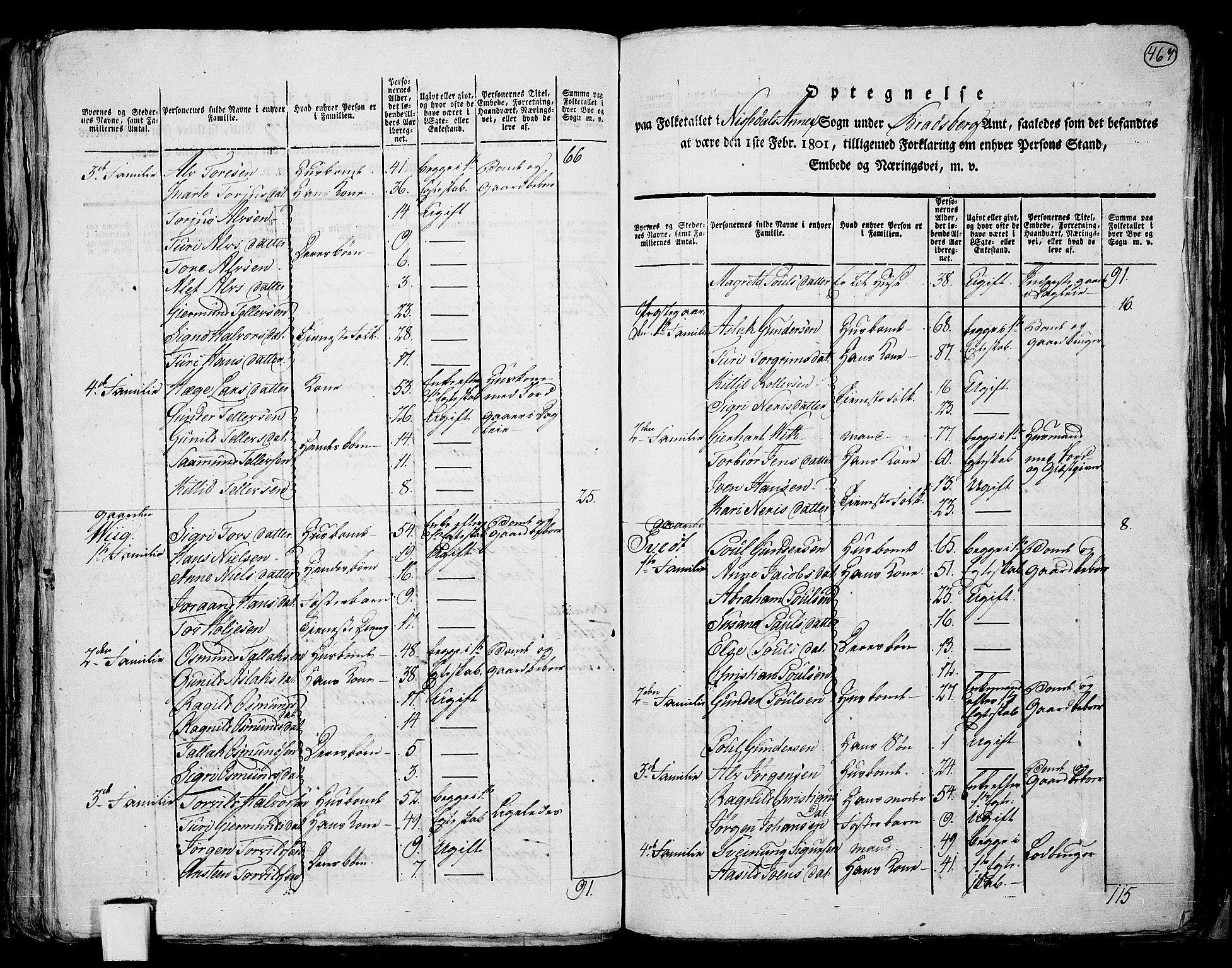 RA, 1801 census for 0829P Kviteseid, 1801, p. 466b-467a