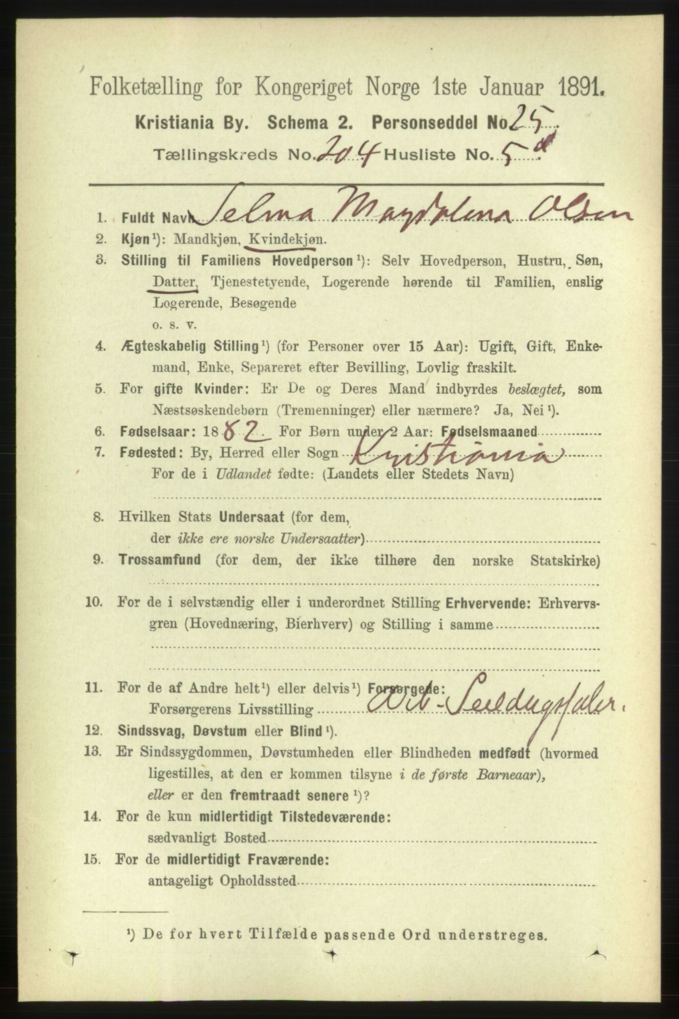 RA, 1891 census for 0301 Kristiania, 1891, p. 123225