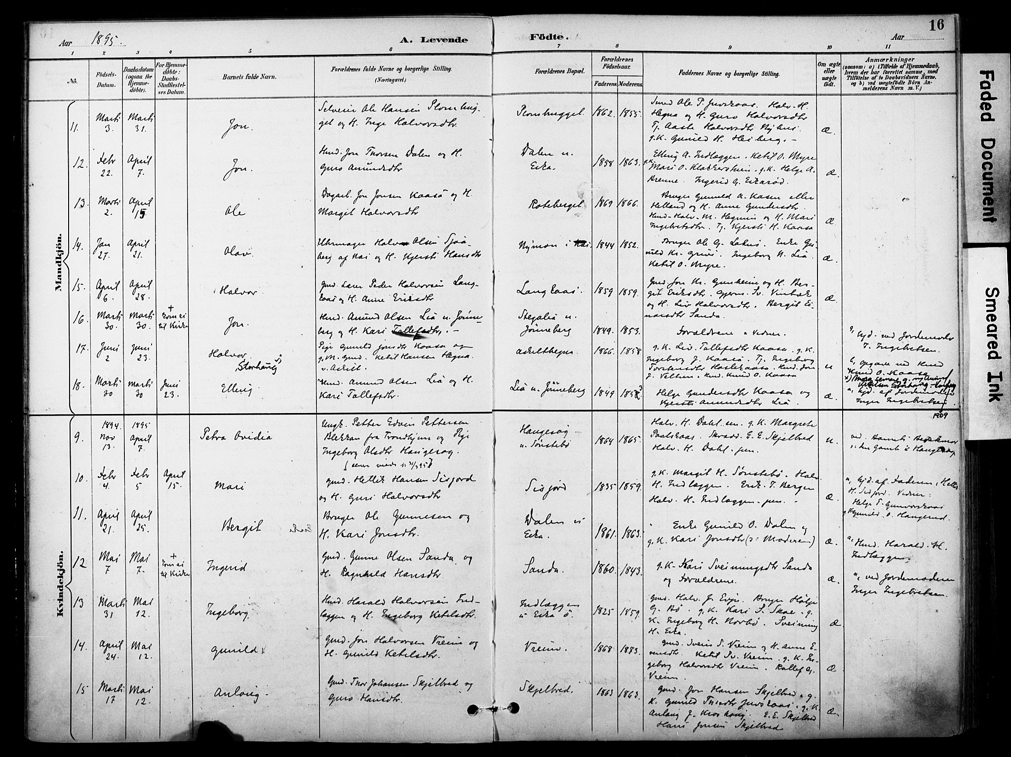 Bø kirkebøker, SAKO/A-257/F/Fa/L0011: Parish register (official) no. 11, 1892-1900, p. 16