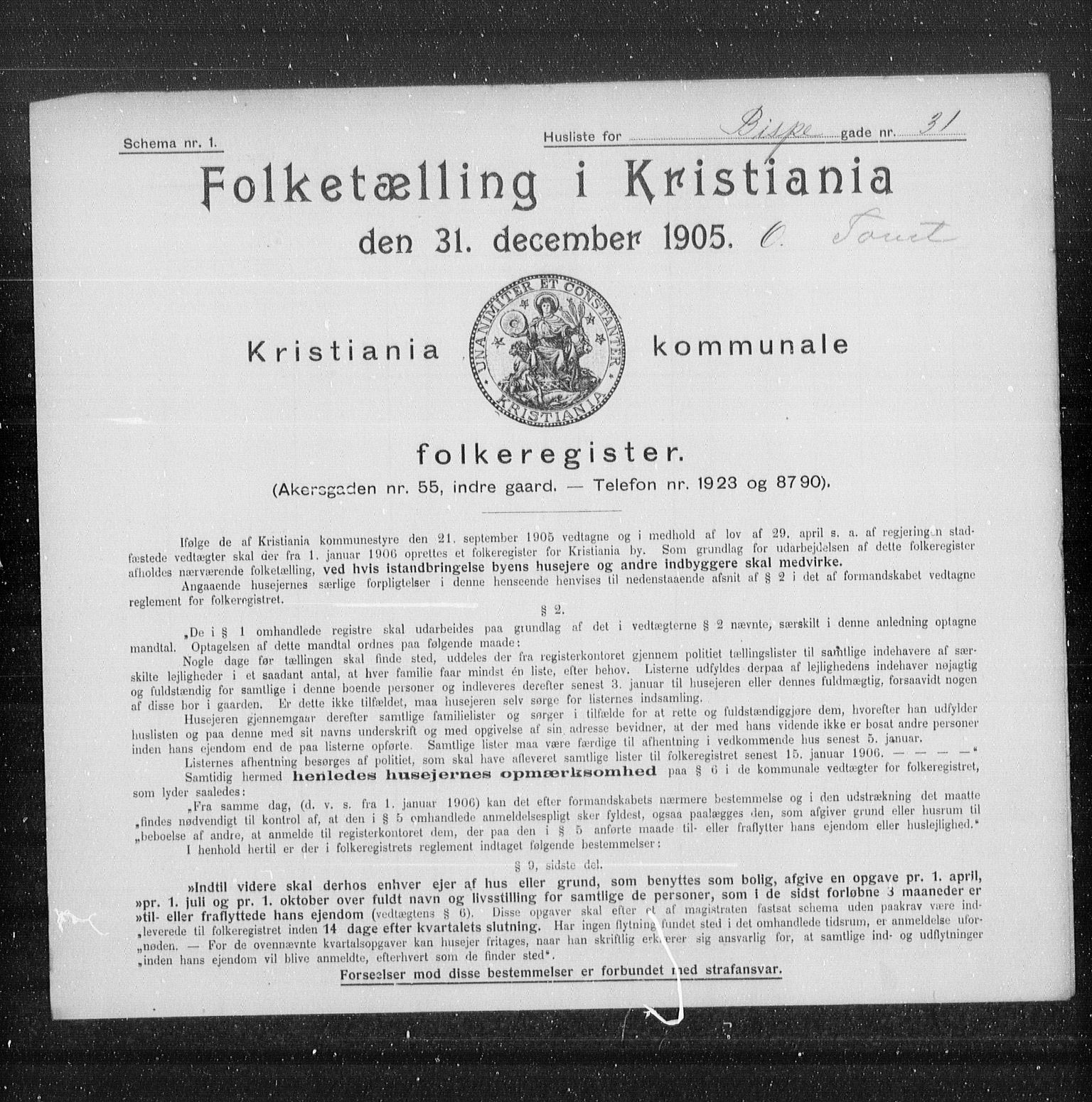 OBA, Municipal Census 1905 for Kristiania, 1905, p. 2614