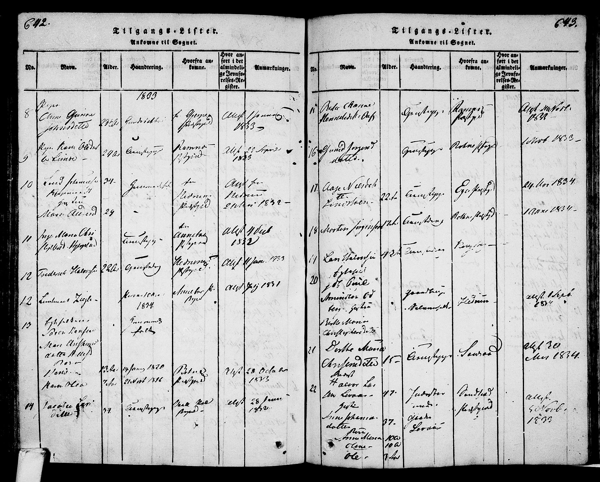 Lardal kirkebøker, AV/SAKO-A-350/F/Fa/L0005: Parish register (official) no. I 5, 1814-1835, p. 642-643