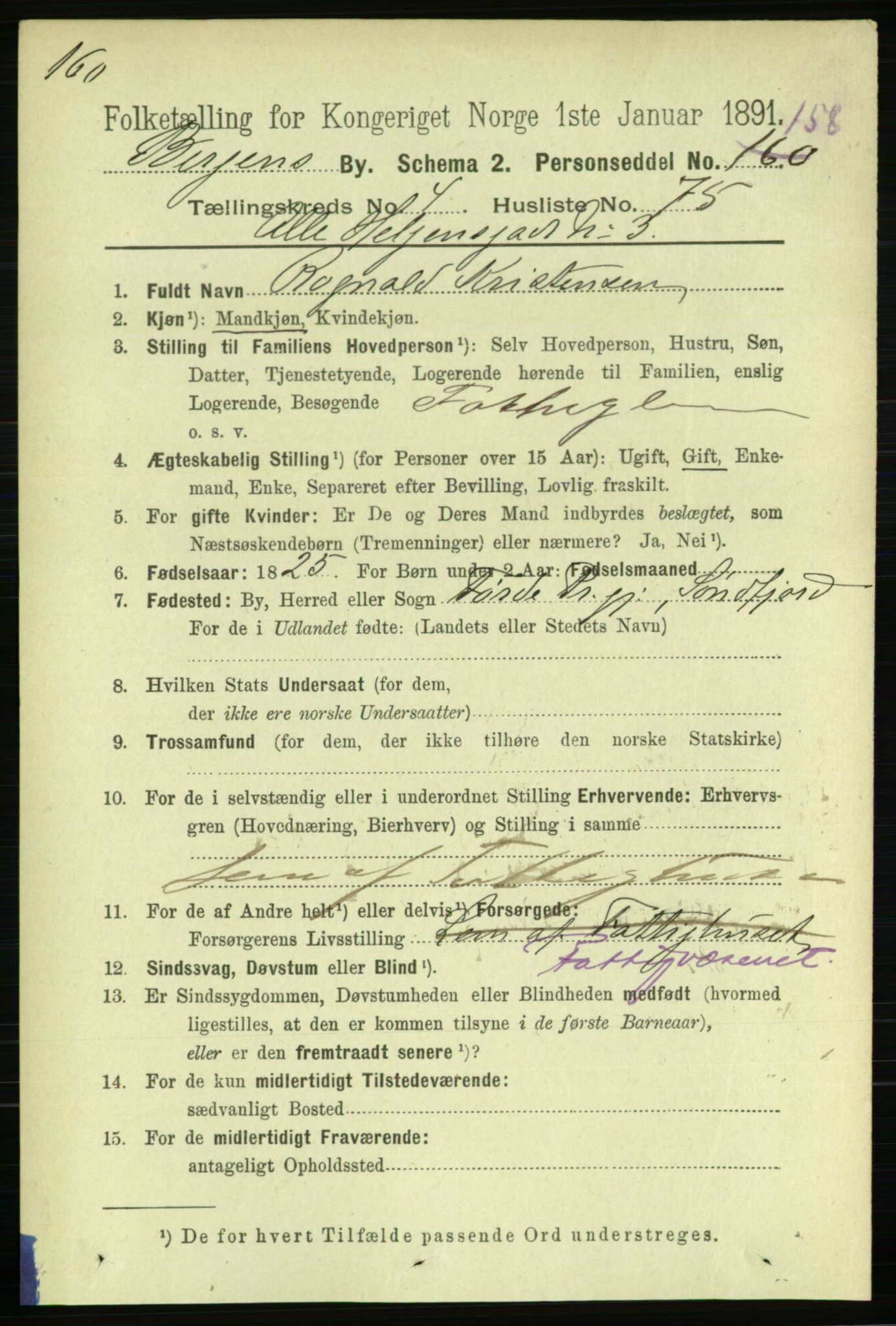 RA, 1891 Census for 1301 Bergen, 1891, p. 13689