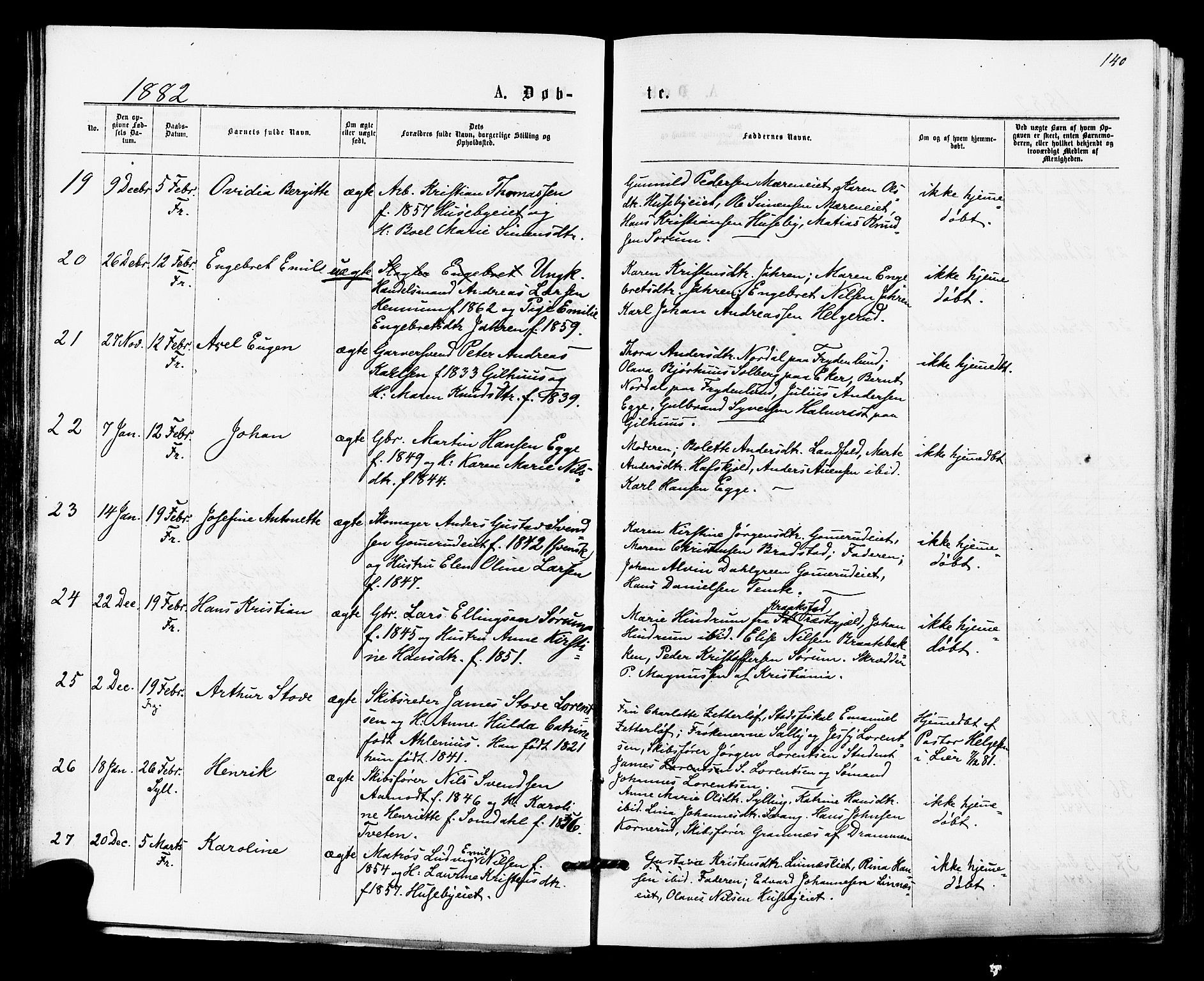 Lier kirkebøker, SAKO/A-230/F/Fa/L0014: Parish register (official) no. I 14, 1875-1882, p. 140
