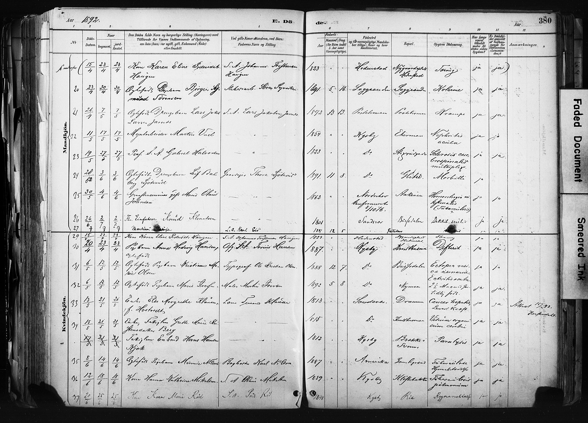 Kongsberg kirkebøker, AV/SAKO-A-22/F/Fb/L0002: Parish register (official) no. II 2, 1886-1896, p. 380