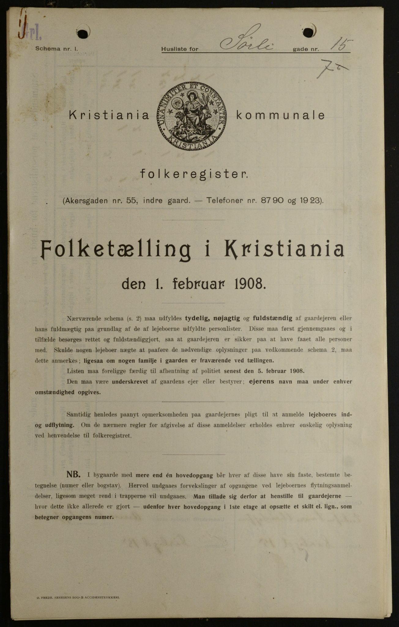 OBA, Municipal Census 1908 for Kristiania, 1908, p. 95688