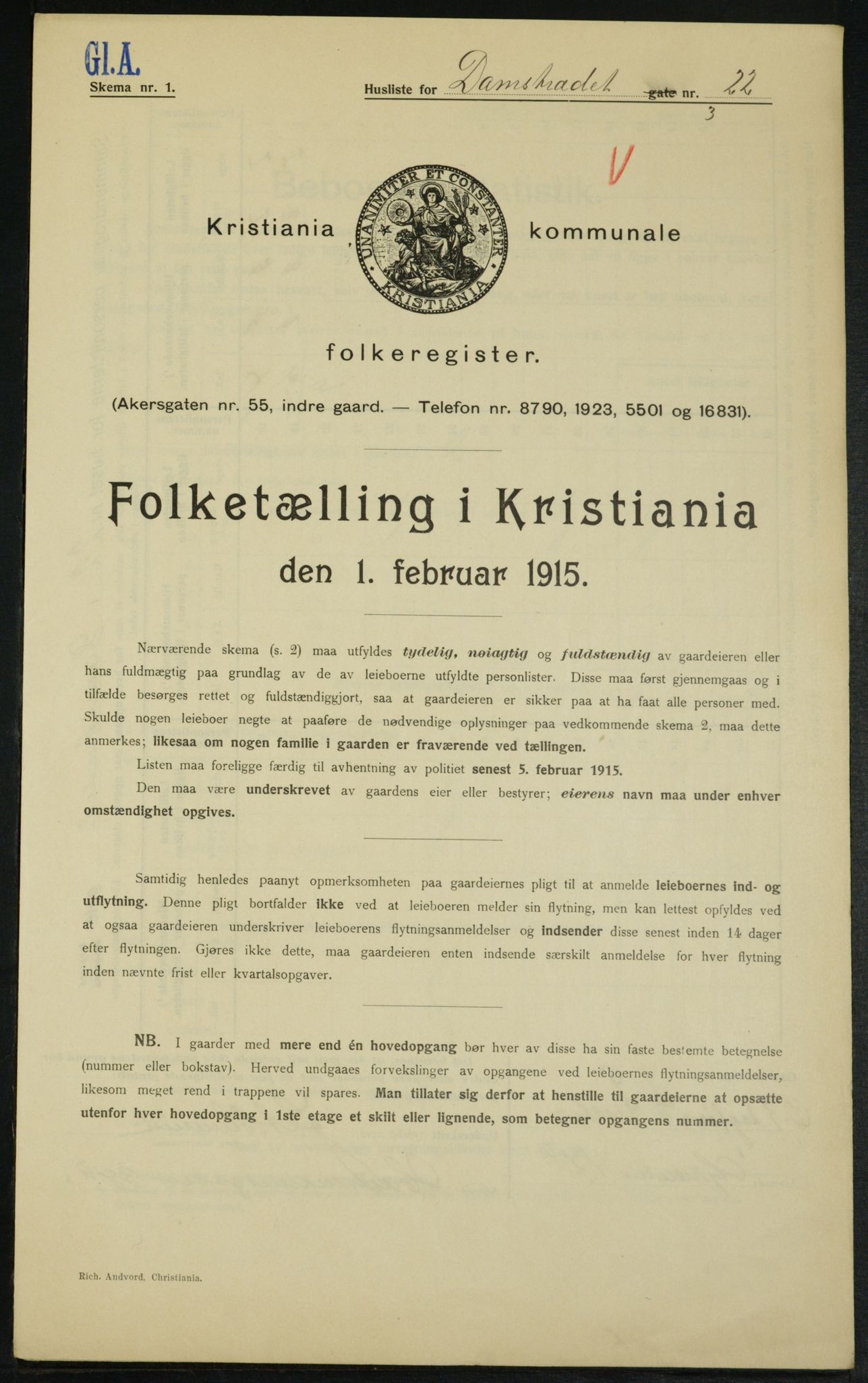 OBA, Municipal Census 1915 for Kristiania, 1915, p. 14548