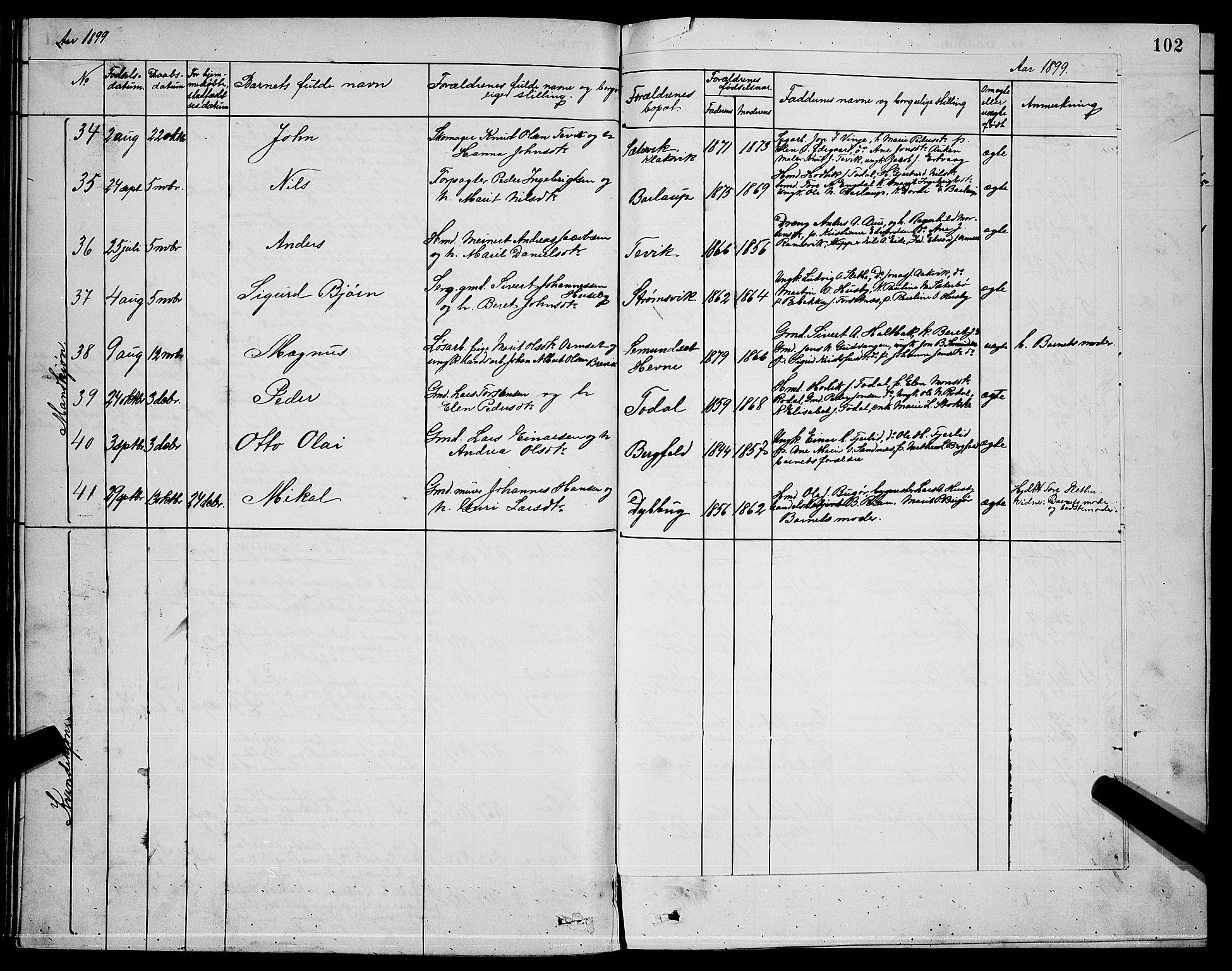 Ministerialprotokoller, klokkerbøker og fødselsregistre - Møre og Romsdal, AV/SAT-A-1454/578/L0909: Parish register (copy) no. 578C02, 1882-1900, p. 102