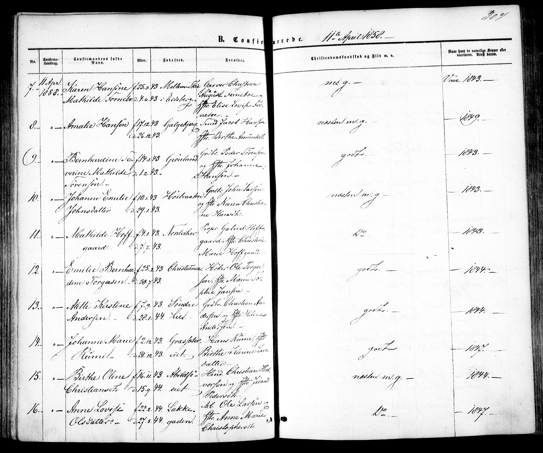 Vestre Aker prestekontor Kirkebøker, AV/SAO-A-10025/F/Fa/L0004: Parish register (official) no. 4, 1857-1877, p. 307