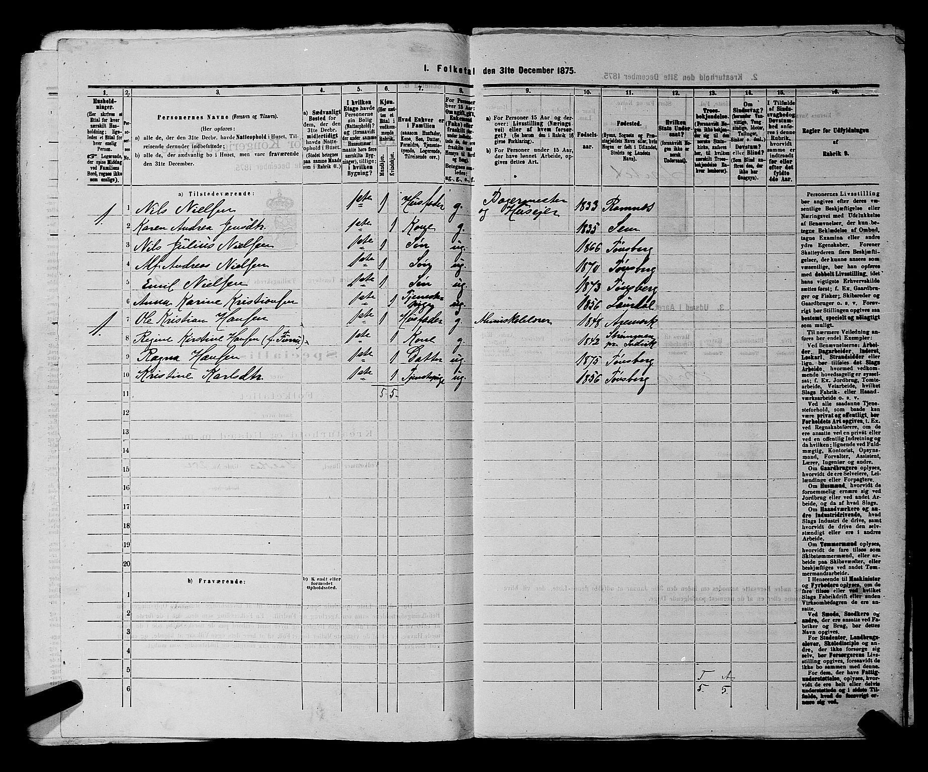 SAKO, 1875 census for 0705P Tønsberg, 1875, p. 726