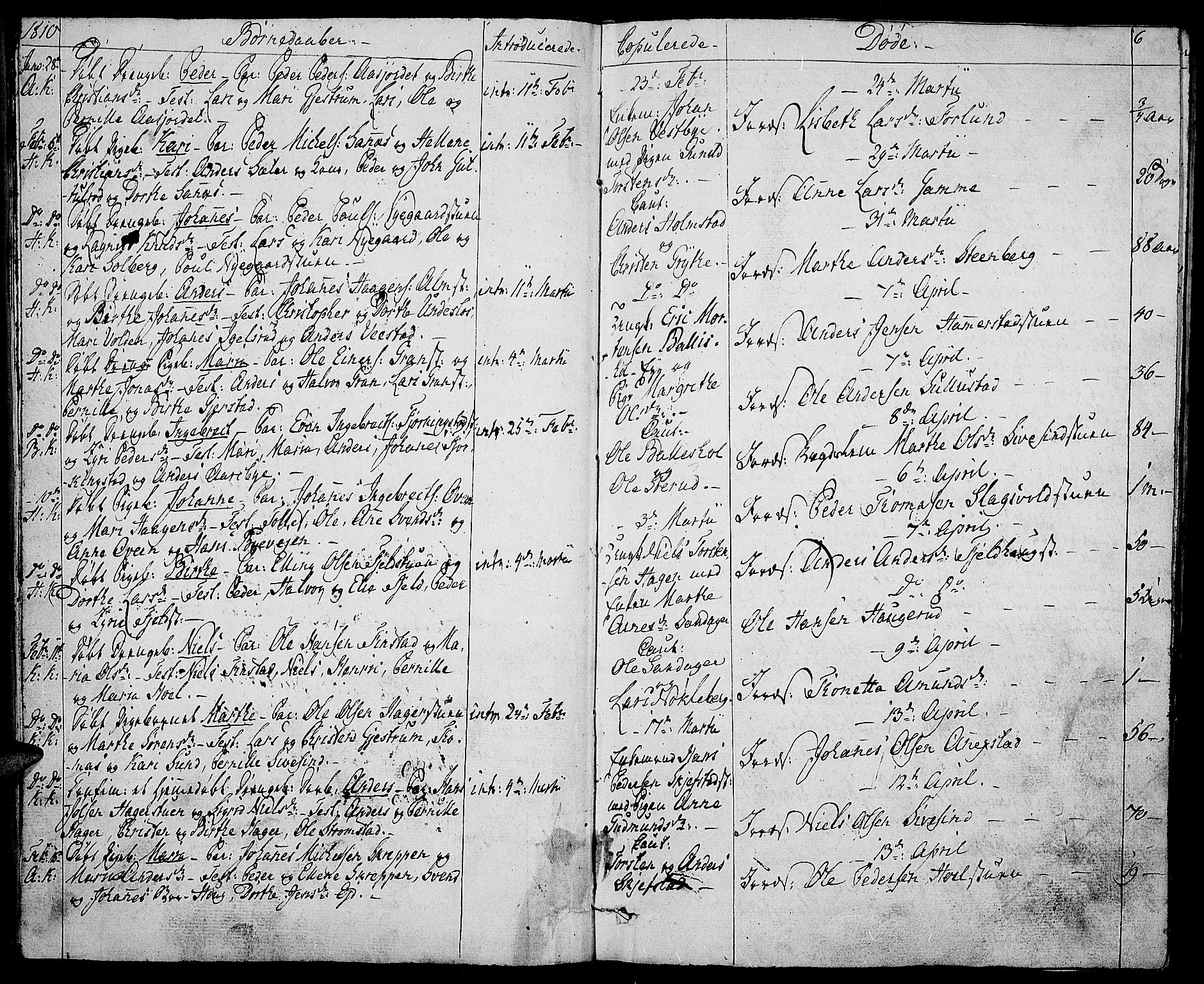 Toten prestekontor, AV/SAH-PREST-102/H/Ha/Haa/L0008: Parish register (official) no. 8, 1809-1814, p. 6