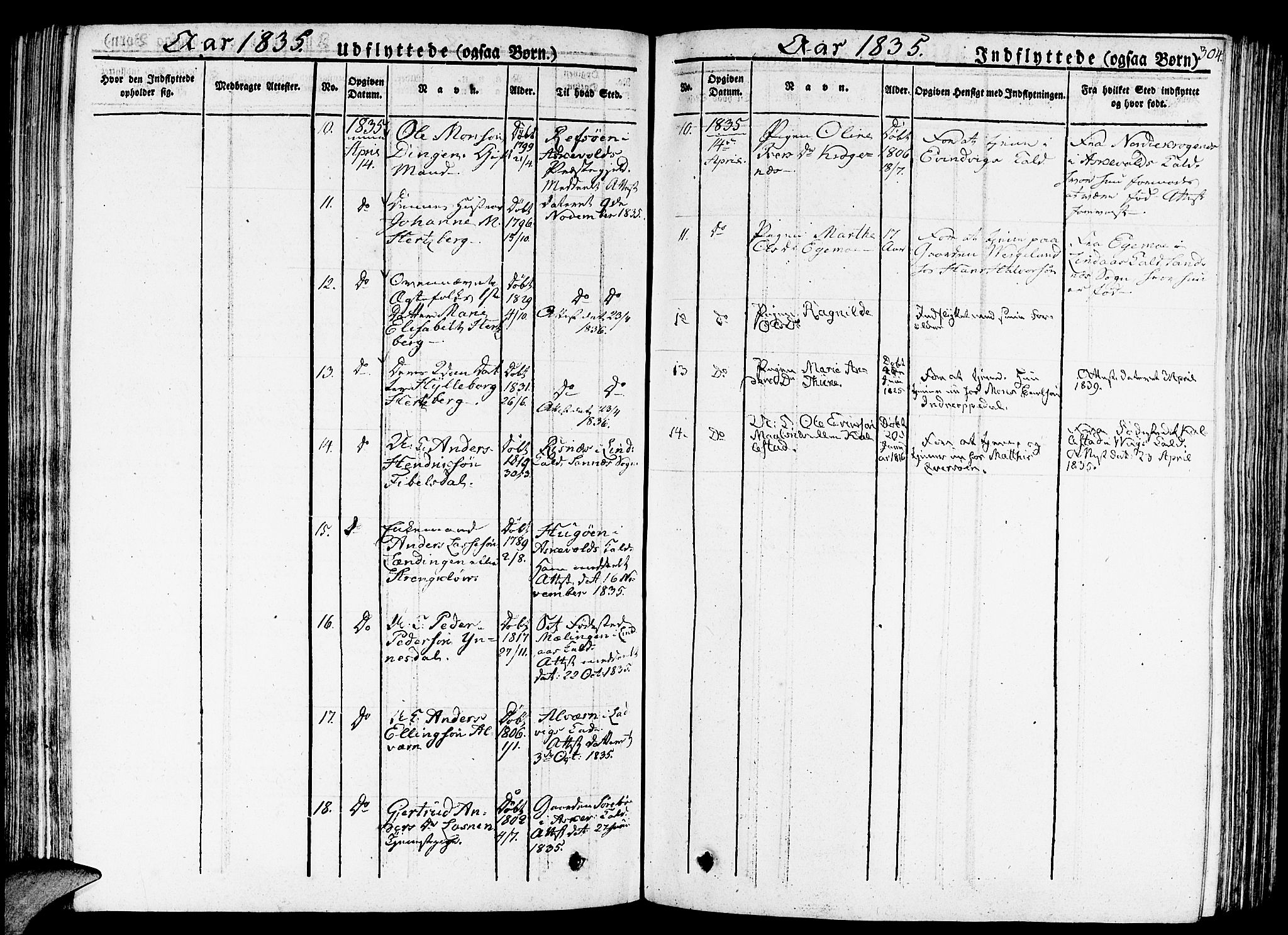 Gulen sokneprestembete, AV/SAB-A-80201/H/Haa/Haaa/L0019: Parish register (official) no. A 19, 1826-1836, p. 304