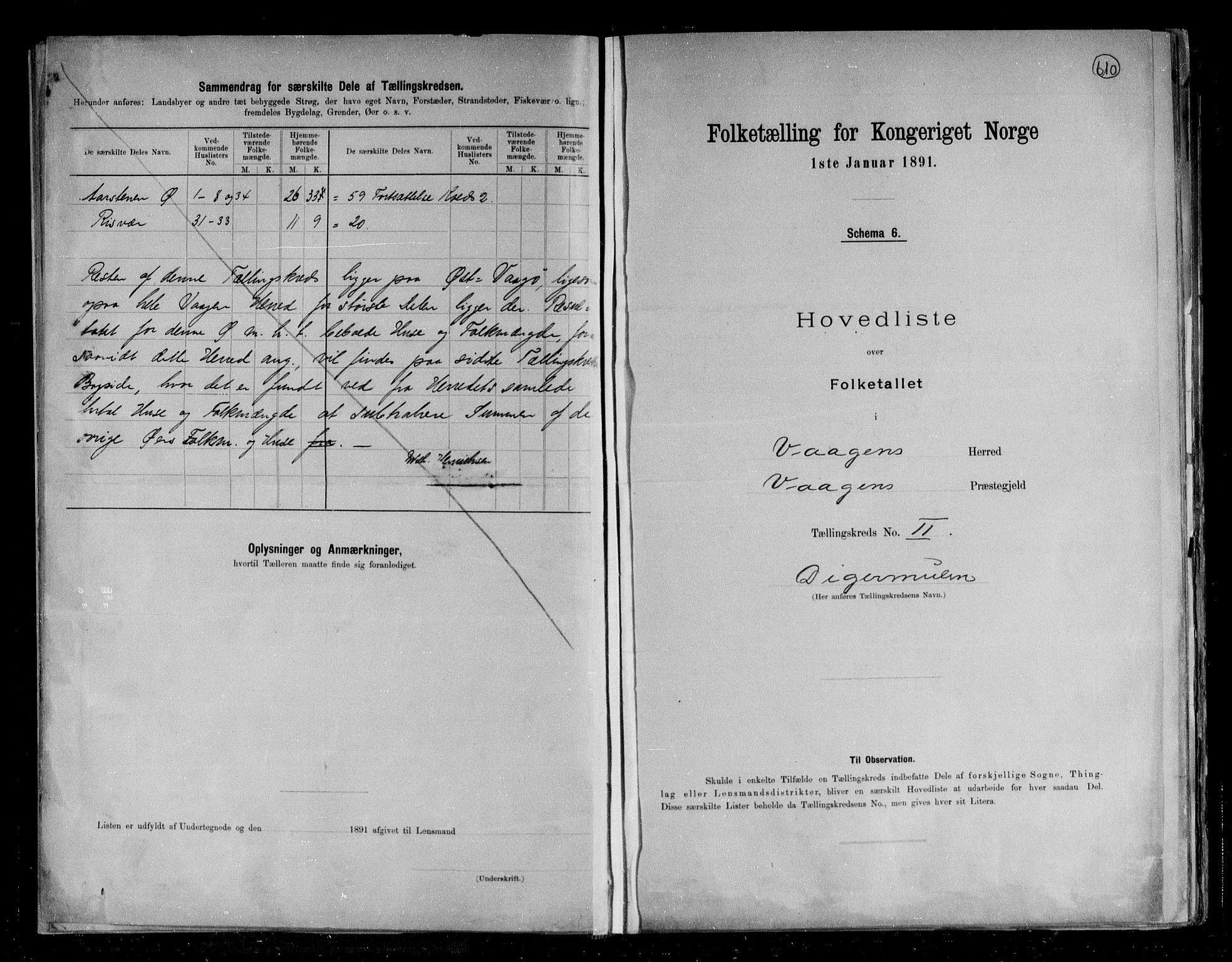 RA, 1891 census for 1865 Vågan, 1891, p. 12